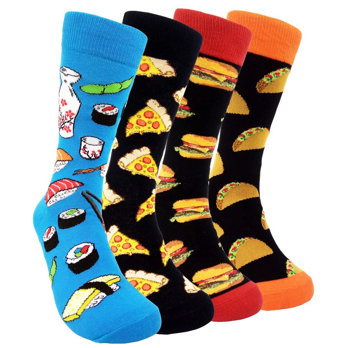 HSELL Mens Fun Patterned Dress Socks Funny Novelty Crazy Design Cotton Socks Gift for Men