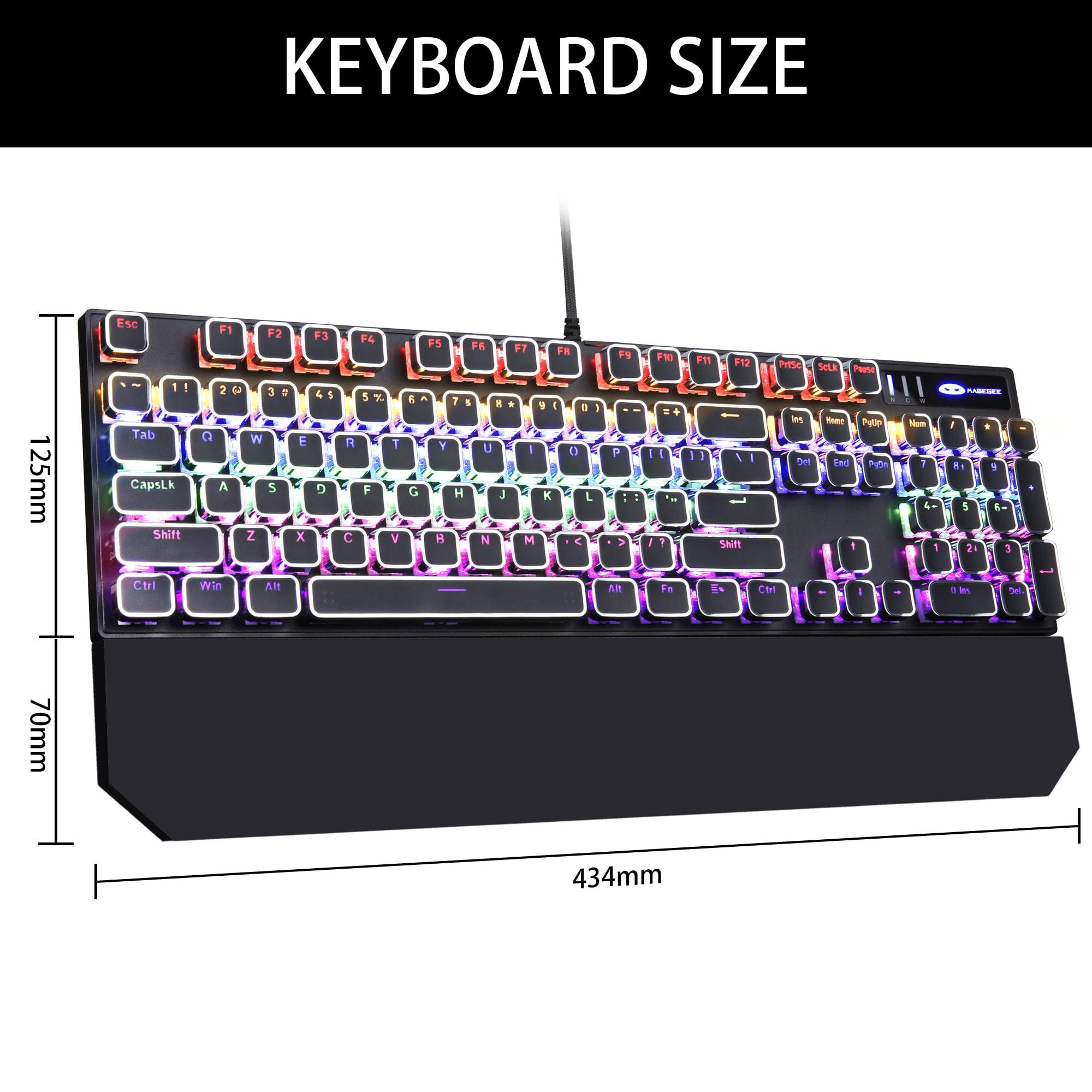 Camiysn Typewriter Style Mechanical Gaming Keyboard, Black Retro Punk Gaming Keyboard with RGB Backlit, 104 Keys Blue Switch Wired Cute Keyboards, Unique Square Keycaps for Windows/Mac/PC - Image 8