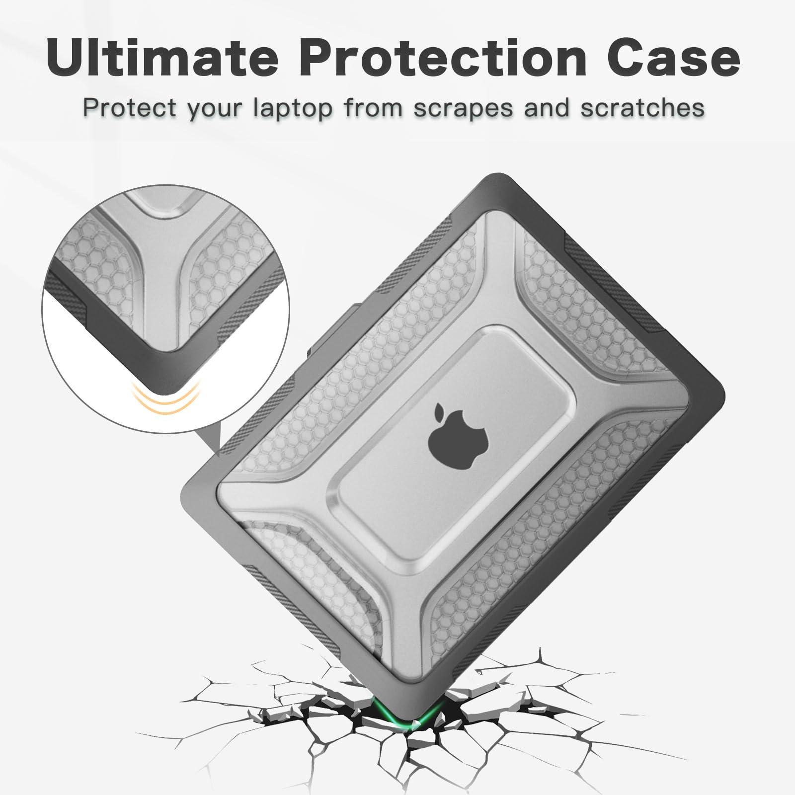 MOSISO Compatible with MacBook Air 15 inch Case 2025 2024 2023 M4 A3241 M3 A3114 M2 A2941, Honeycomb Shockproof Heavy Duty TPU Bumper Plastic Hard Case with Fold Kickstand&Keyboard Cover, Black - Image 3