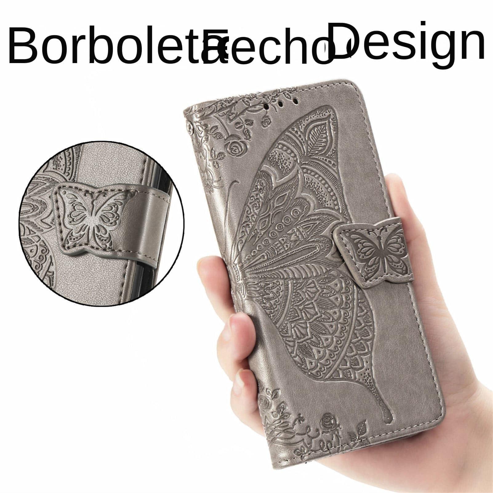 GuluGuru for iPhone 16 Pro Max Leather Wallet Phone Case, Butterfly Flower Relief Folio Flip Cover, Floral Card Holder Cash Slot, Magnetic Clasp, Stand Support, Wrist Strap Lanyard - Image 7