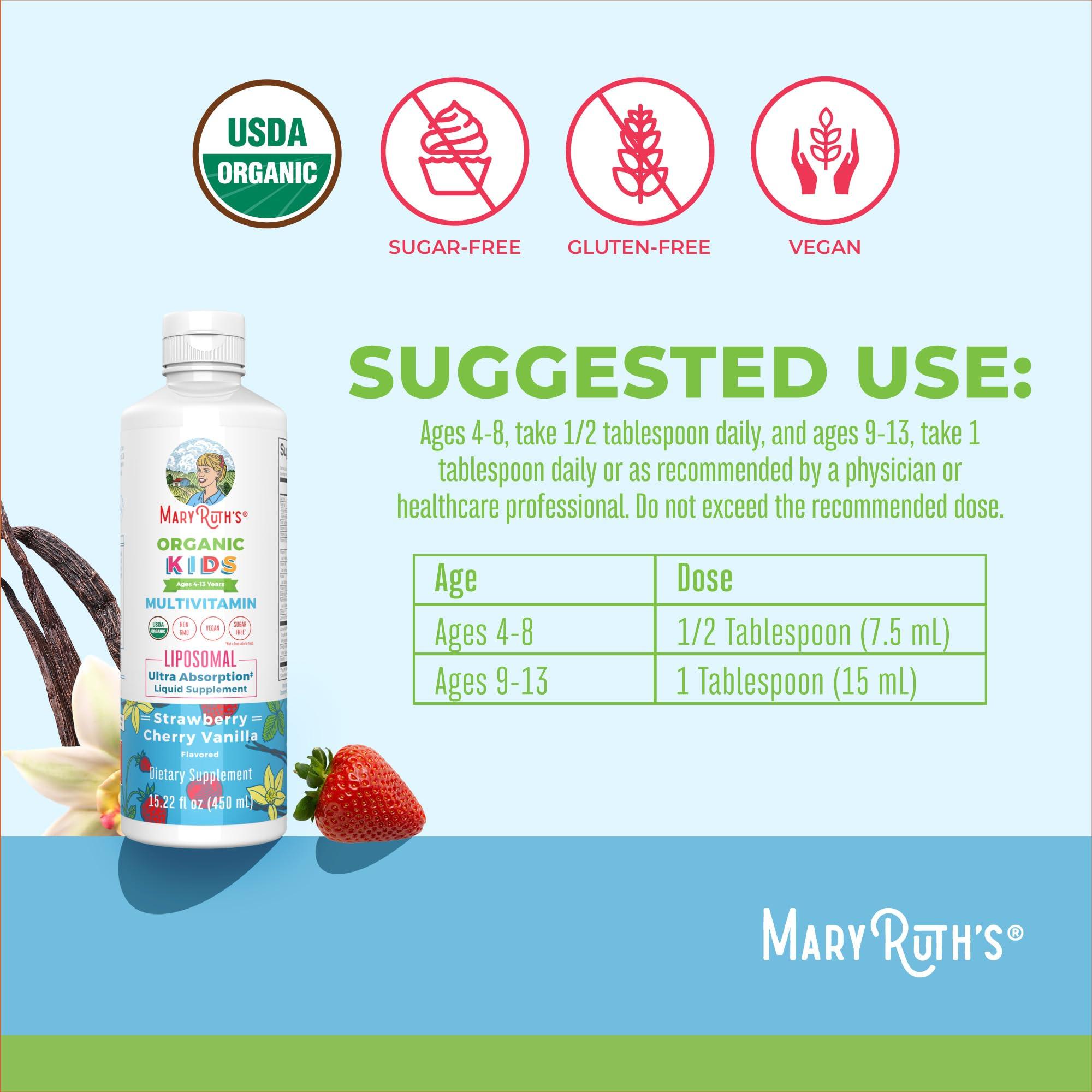 MaryRuth's Kids Multivitamin Liposomal | Vegan, Sugar-Free Vitamins for Kids | Ages 4+ | 2 Month Supply | 15.22 Fl Oz - Image 3