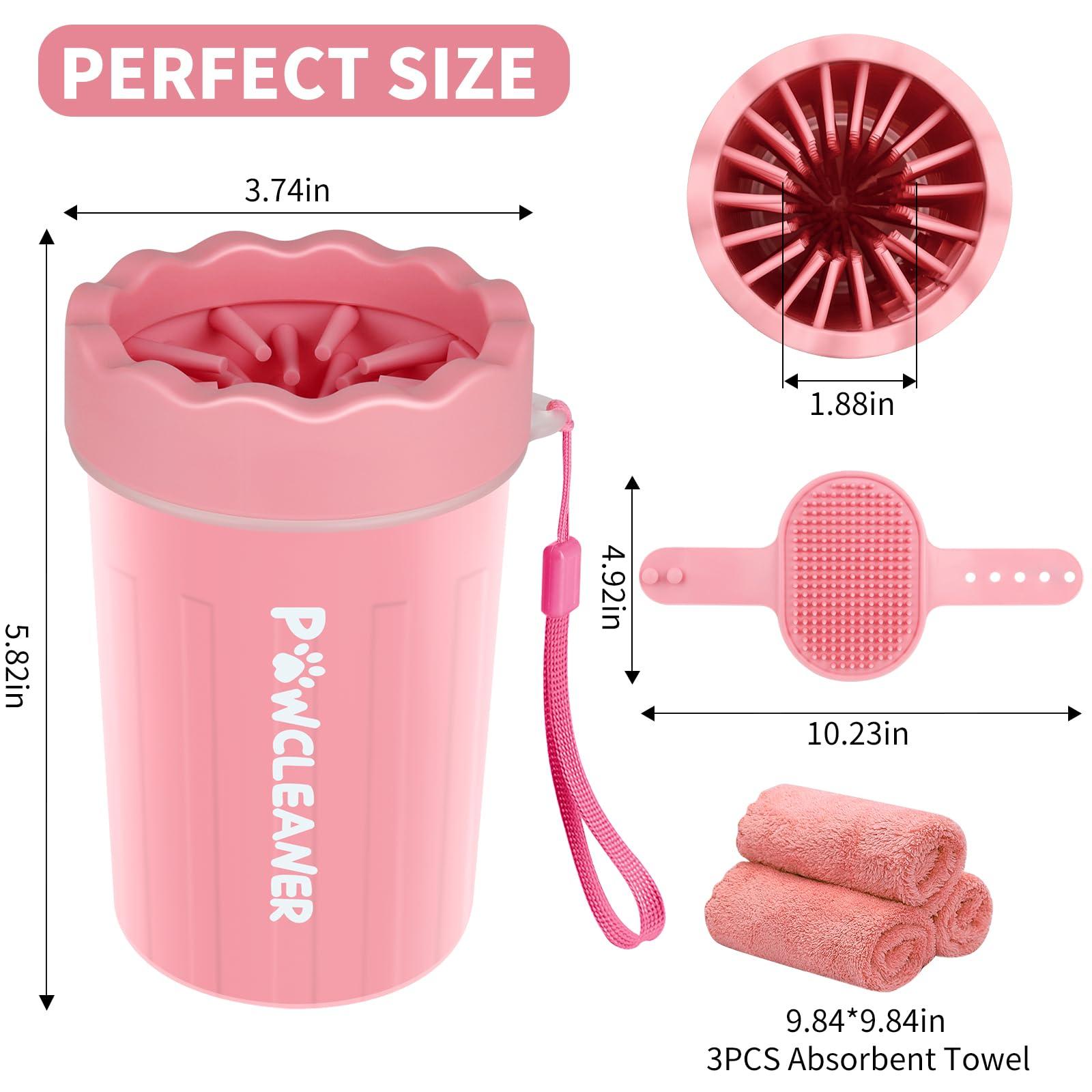 Dog Paw Cleaner, Dog Paw Washer, Paw Muddy Paw Cleaner, Pet Foot Cleaner for Small Medium Large Breed Dogs/Cats (with 3 absorbent towel) (Light Pink, Medium) - Image 5