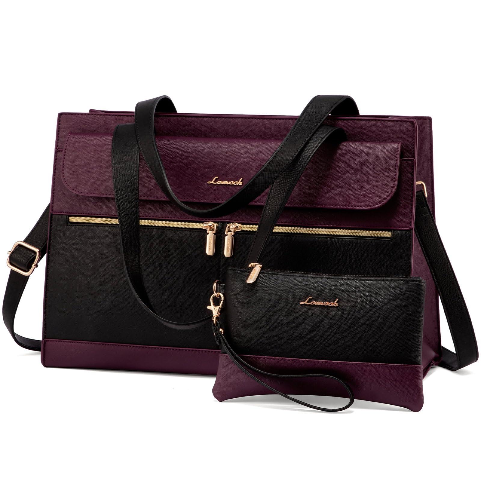 LOVEVOOK Laptop Bag for Women 15.6 Inch Tote Work Professional Leather Computer Briefcase Waterproof Handbag Shoulder Large Capacity Business Teacher Office Crossbody Purse - Image 1