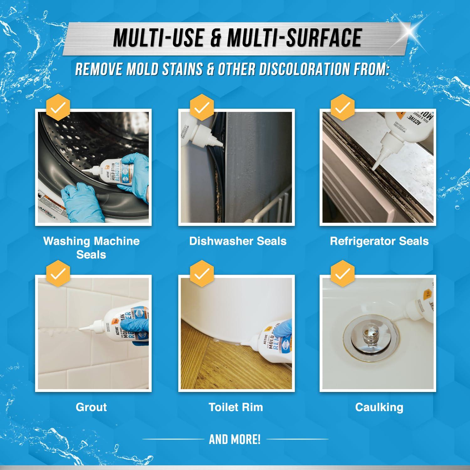 ACTIVE Mold Stain Remover Gel Cleaner Heavy Duty Stain Cleaner for Front Loader Washing Machine Seal, Bathroom Grout, Shower, Caulk - Front Load Washer Cleaning Solution - 7 Fl Oz - Image 2