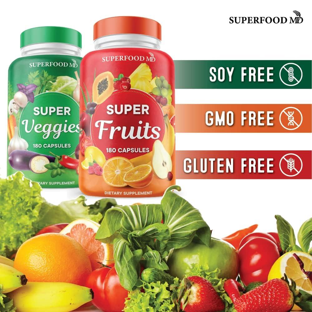 Superfood Fruit and Veggie Supplement - 360 Whole Super Fruit and Vegetable Supplements & Vitamin, Natural Energy Levels, with Olive Leaf Soy Free- 180 Count (Pack of 2) - Image 3