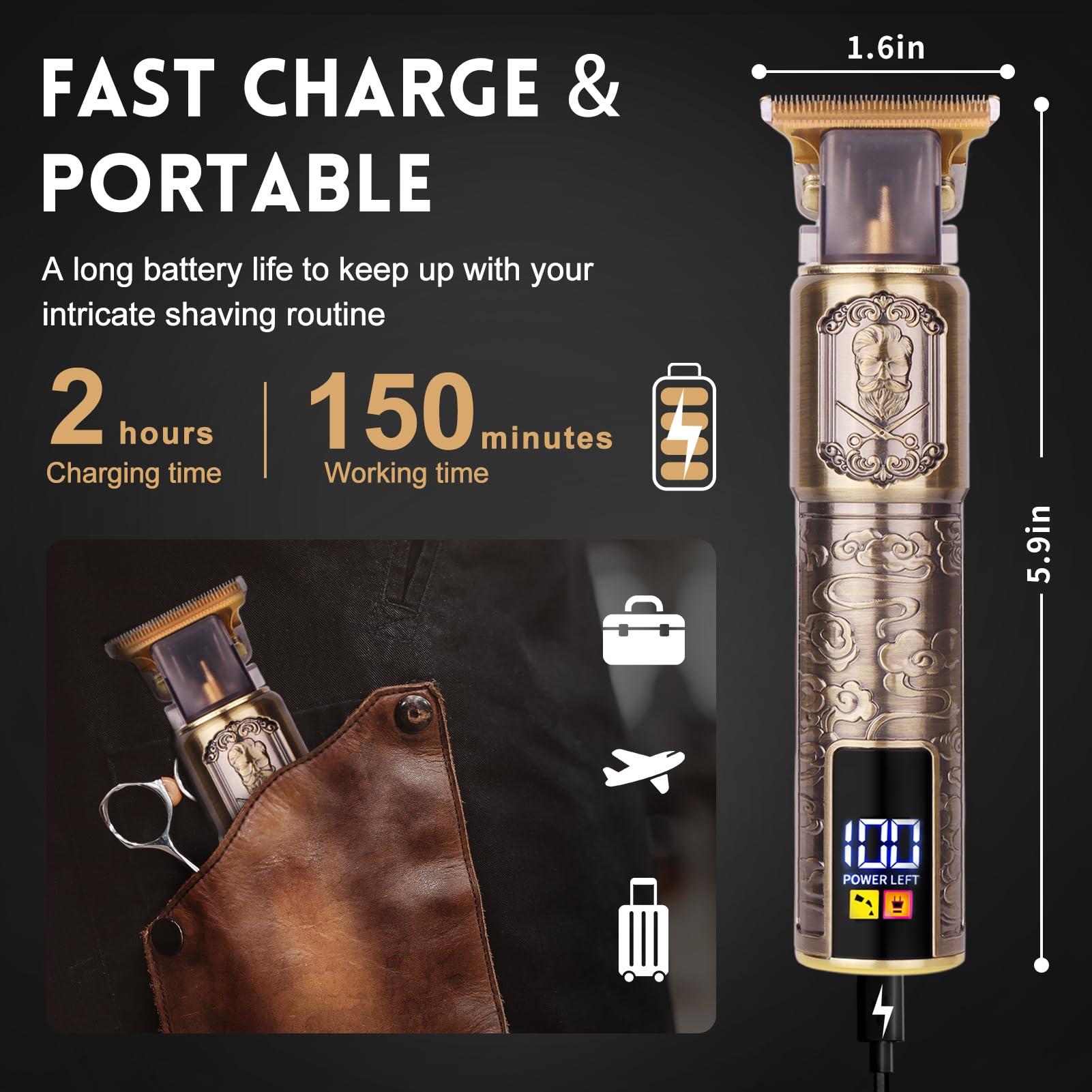 Ufree Professional Beard Trimmer for Men, Zero Gapped T-Blade Hair Clipper & Mustache Trimmer Kit with LCD Display, Precision Edgers for Haircut & Grooming, Barber-Grade Electric Shaver, Gifts for Men - Image 6