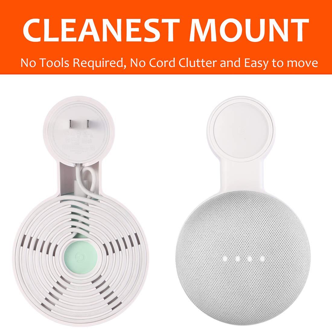 Outlet Wall Mount Holder for Google Nest Mini and Google Home Mini, A Space-Saving Accessories with Cord Management for Google Mini Smart Speaker, No Messy Wires or Screws (3 Pack) - Image 5