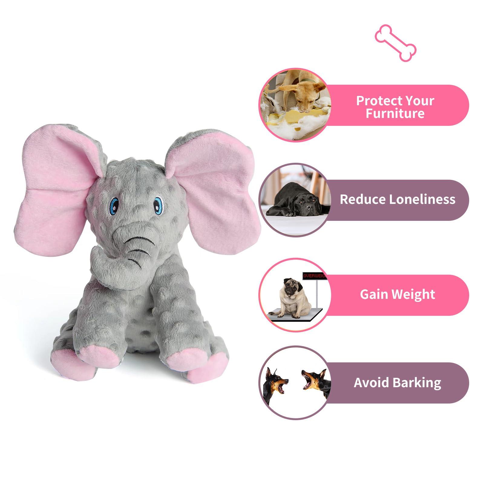 DODODOLA Dog Toys Puppy Toys Cute Squeaky Elephant Dog Toy with Crinkle Paper Stuffed Plush Animal to Keep Them Busy for Small Medium Large Dogs - Image 3