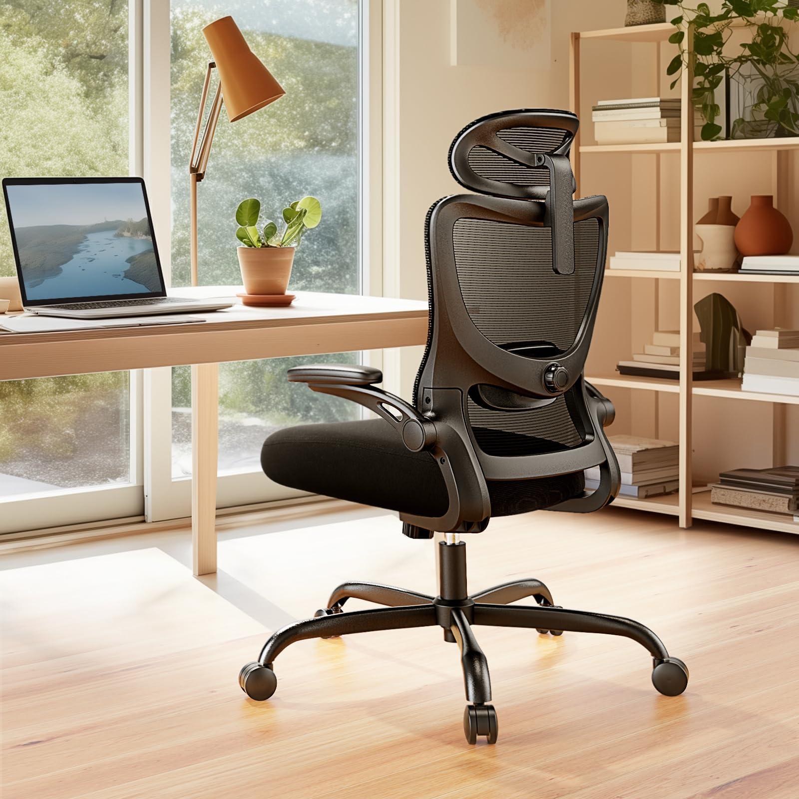 Marsail Ergonomic Office Chair: Office Computer Desk Chair with High Back Mesh and Adjustable Lumbar Support Rolling Work Swivel Task Chairs with Wheel 3D Armrests and Headrest - Image 8