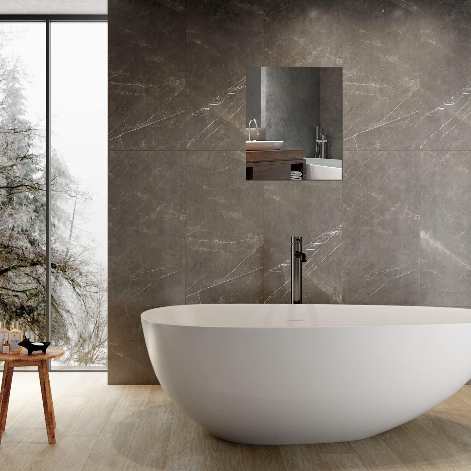 QEEYON 16 x 12'' Wall Mirror Tile Self Adhesive Glass Mirror Frameless High Clear Mirror Tile Large Wall Decor Mirror for Bedroom, Living Room, Hallway Door etc(1pcs) - Image 2
