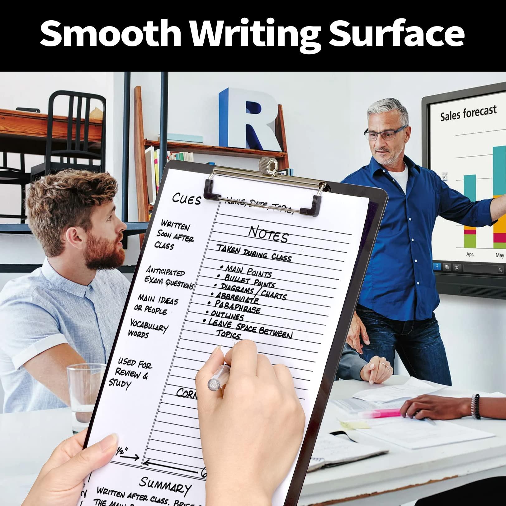 Sooez Plastic Clipboard with Pen Holder, [10% Thicker] Clip Boards 8.5x11 with Low Profile Clip, Cute Hanging Clipboard, Standard Letter Size A4 for Women Kid Teacher, Office & School Supplies, Black - Image 6