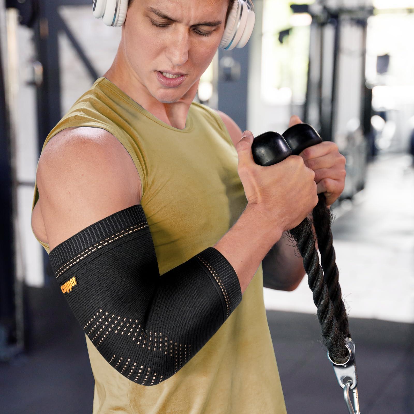 Copper Elbow Sleeve,Elbow Compression Sleeve, Elbow Brace For Tendonitis and Tennis Elbow,Golfers, Arthritis, Bursitis. Elbow Pain Relief,Weightlifting, Fit for Men & Women - Image 5