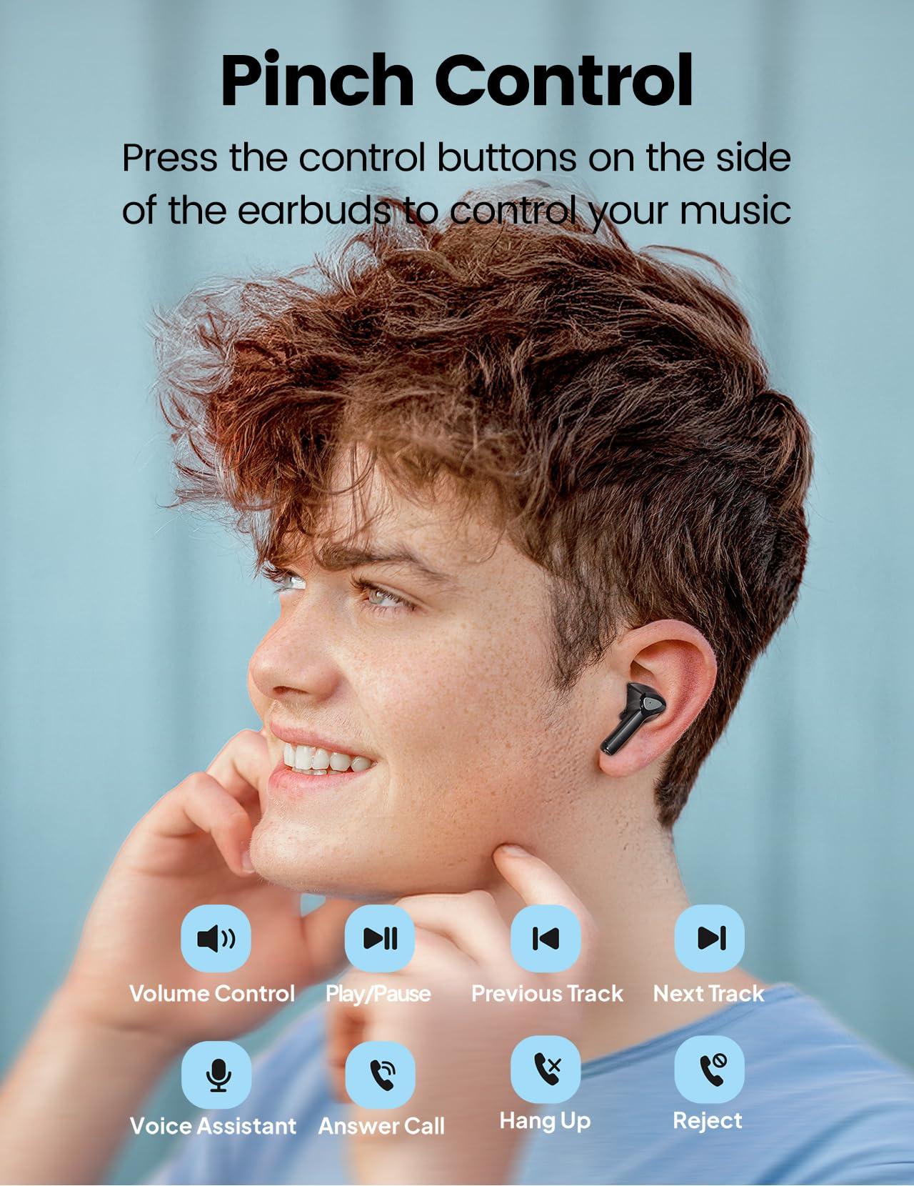 TWOSKY Wireless Earbuds Bluetooth 5.3 Headphones 50H Playtime Deep Bass Stereo Ear Buds with Mic IPX7 Waterproof Comfort Lightweight in Ear Earphones for Pad Android/iOS Phones Gifts for Women Men - Image 7