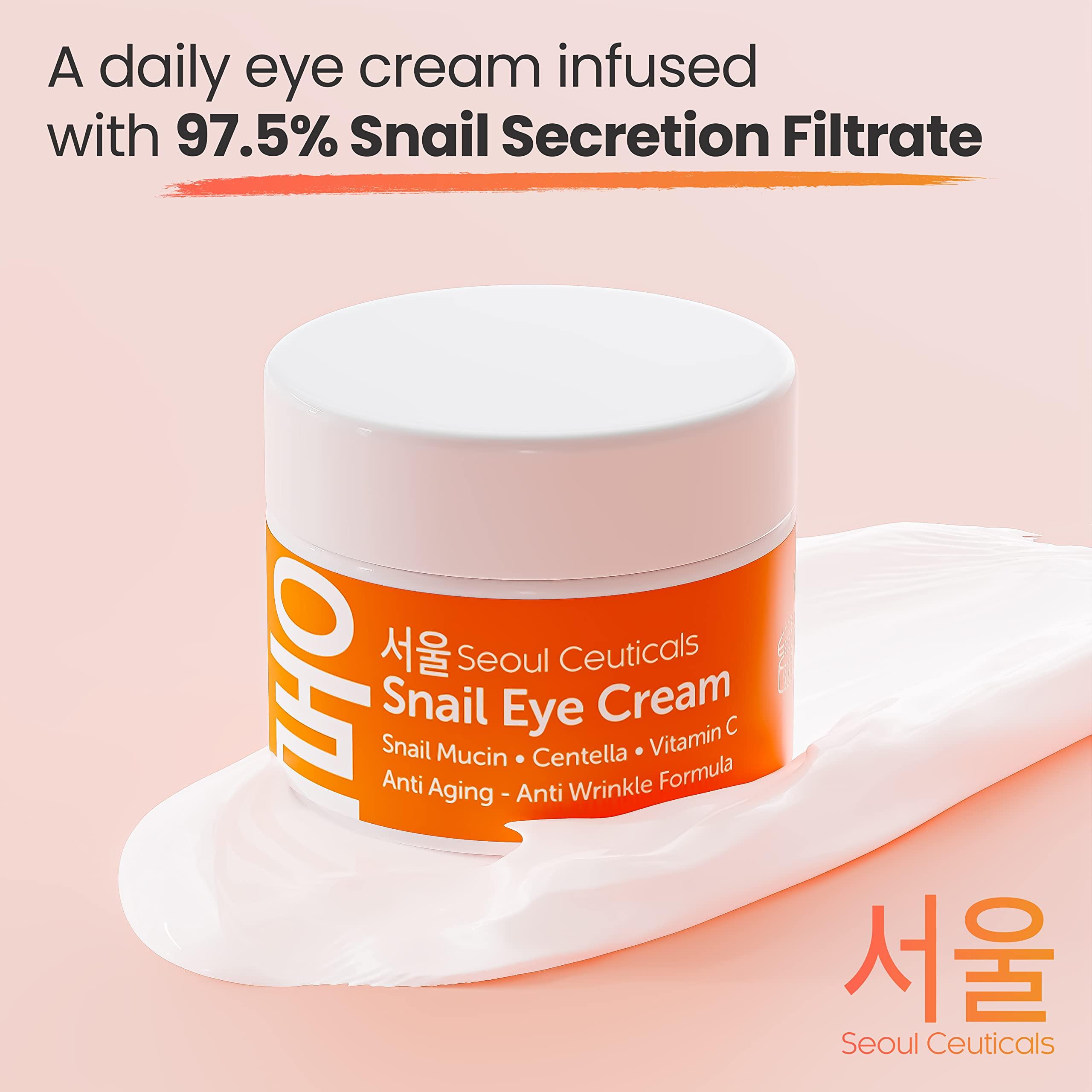 SeoulCeuticals Korean Snail Mucin Eye Cream - 97.5% Snail Filtrate K Beauty Anti Aging Under Eye Anti Wrinkle Eye Treatment Cream 0.5oz - Image 4