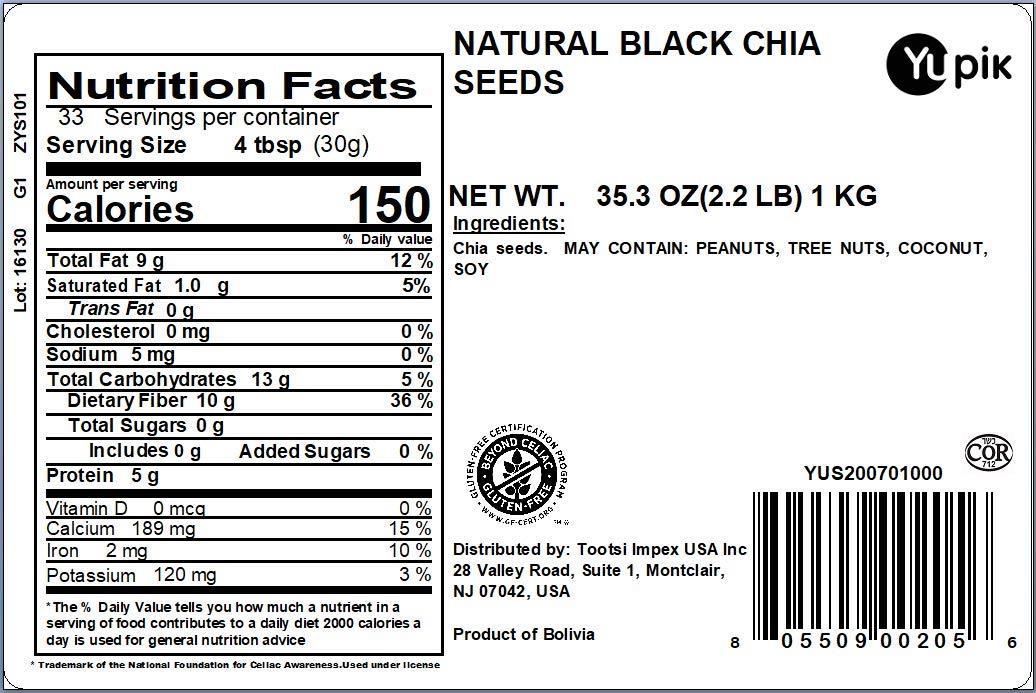 Yupik Raw Black Chia Seeds, 2.2 lb (35.2 oz), Gluten-Free, Kosher, Vegan, Natural Seeds, Plant-Based Superfood, Rich in Fiber, Source of Omega-3, Ideal for Chia Pudding & Smoothies, Gels Easily - Image 2