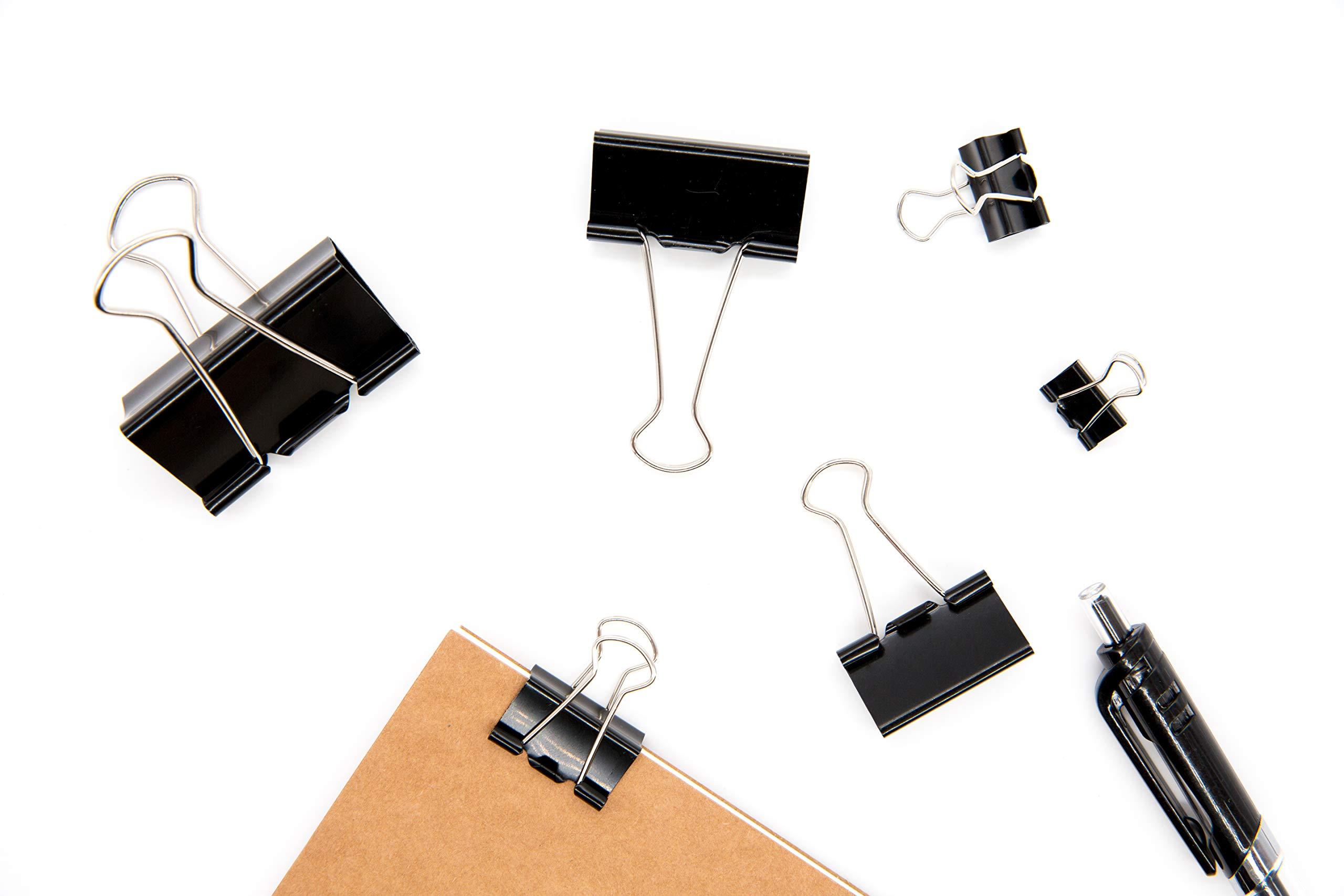 DSTELIN Binder Clips Paper Clamps Assorted Sizes 100 Count (Black), X Large, Large, Medium, Small, X Small and Micro, 6 Sizes in One Pack, Meet Your Different Using Needs. - Image 6