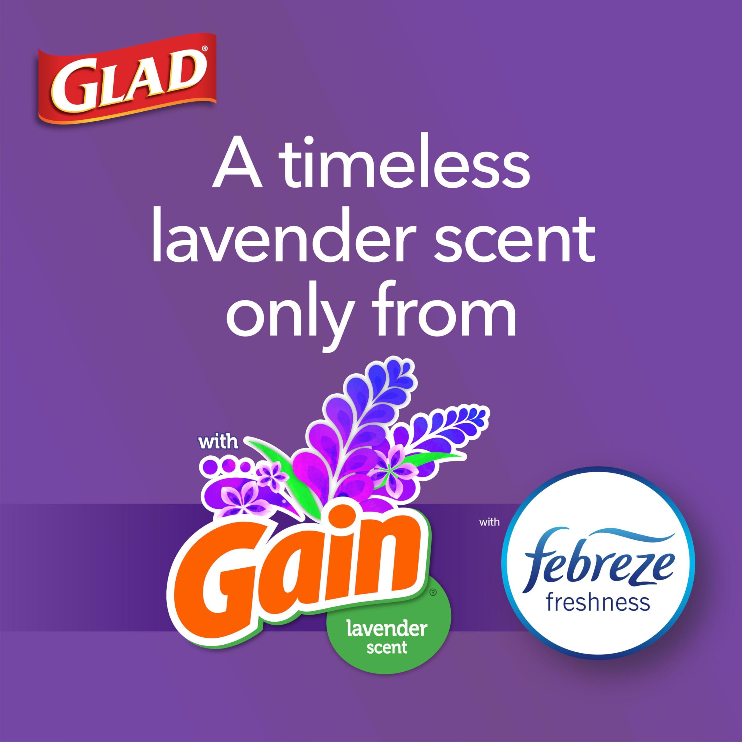 Glad ForceFlex Tall Kitchen Trash Bags, 13 Gal, Gain Lavender with Febreze, 80 Ct (Pack May Vary) - Image 3