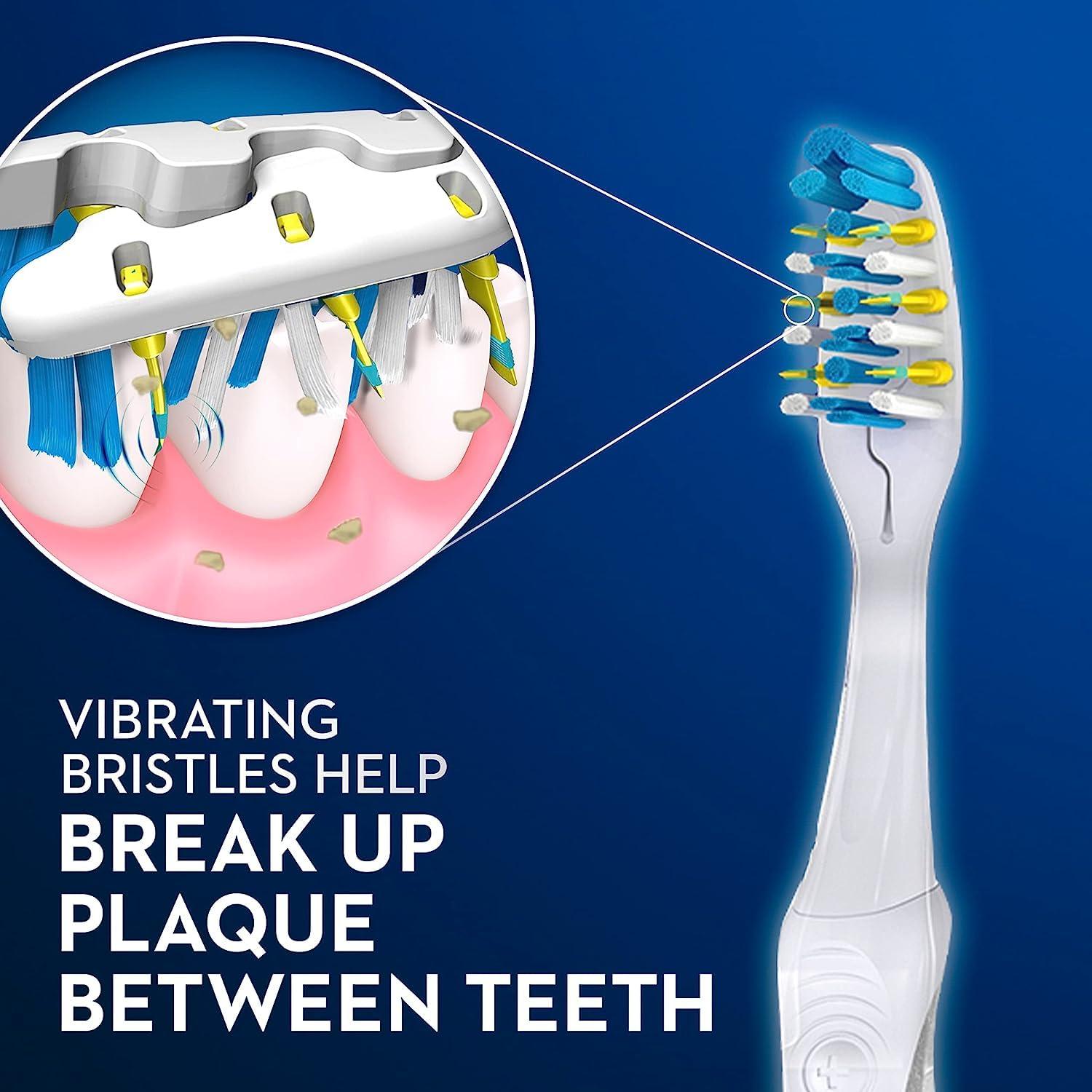 Oral-B Pulsar, Battery Powered 3D White Advanced Vivid Soft Toothbrush Twin Pack, Tooth Brush Pack, Travel Essentials (Colors May Vary) - Image 3