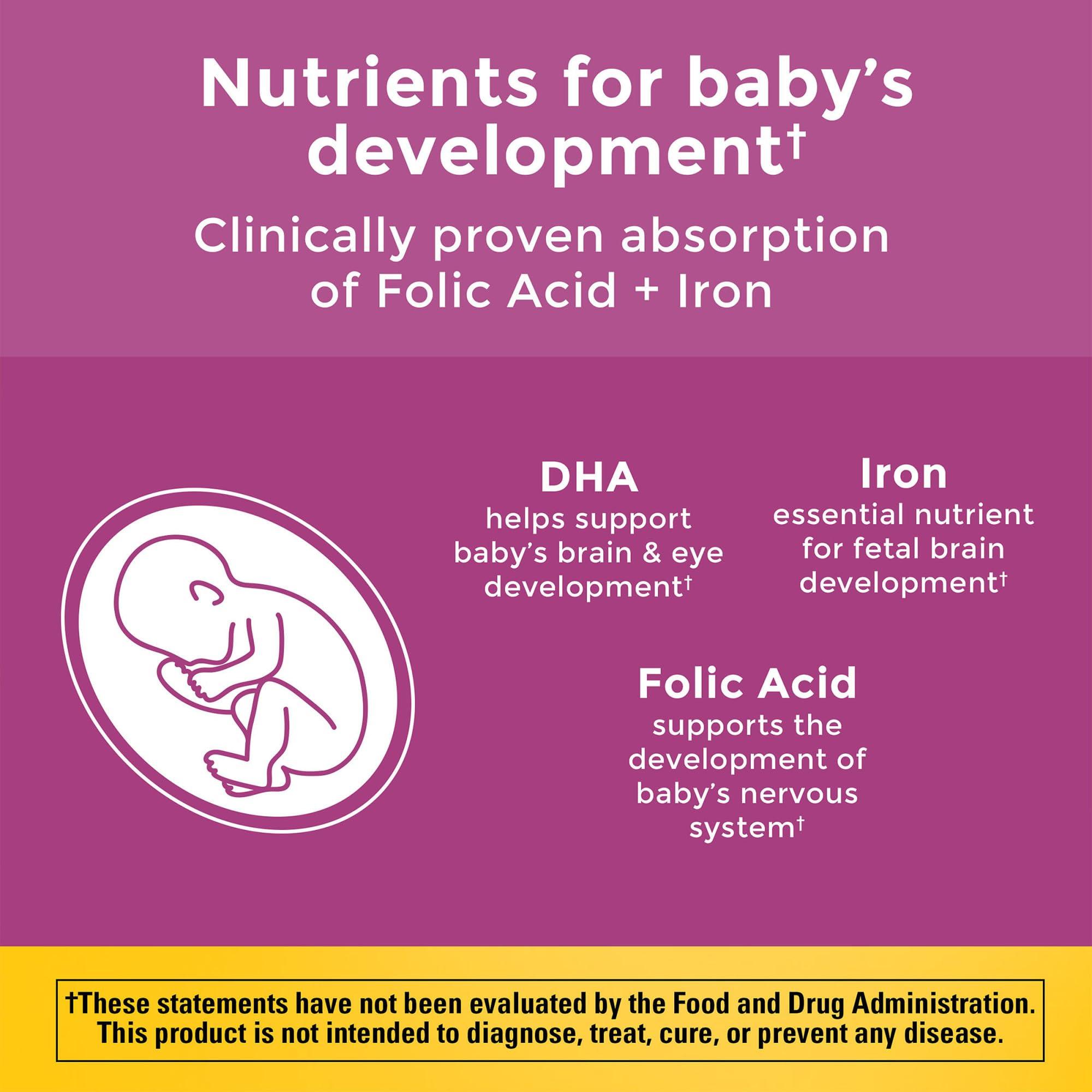 Nature Made Prenatal with Folic Acid + DHA, Prenatal Vitamin and Mineral Supplement for Daily Nutritional Support, 110 Softgels, 110 Day Supply - Image 2