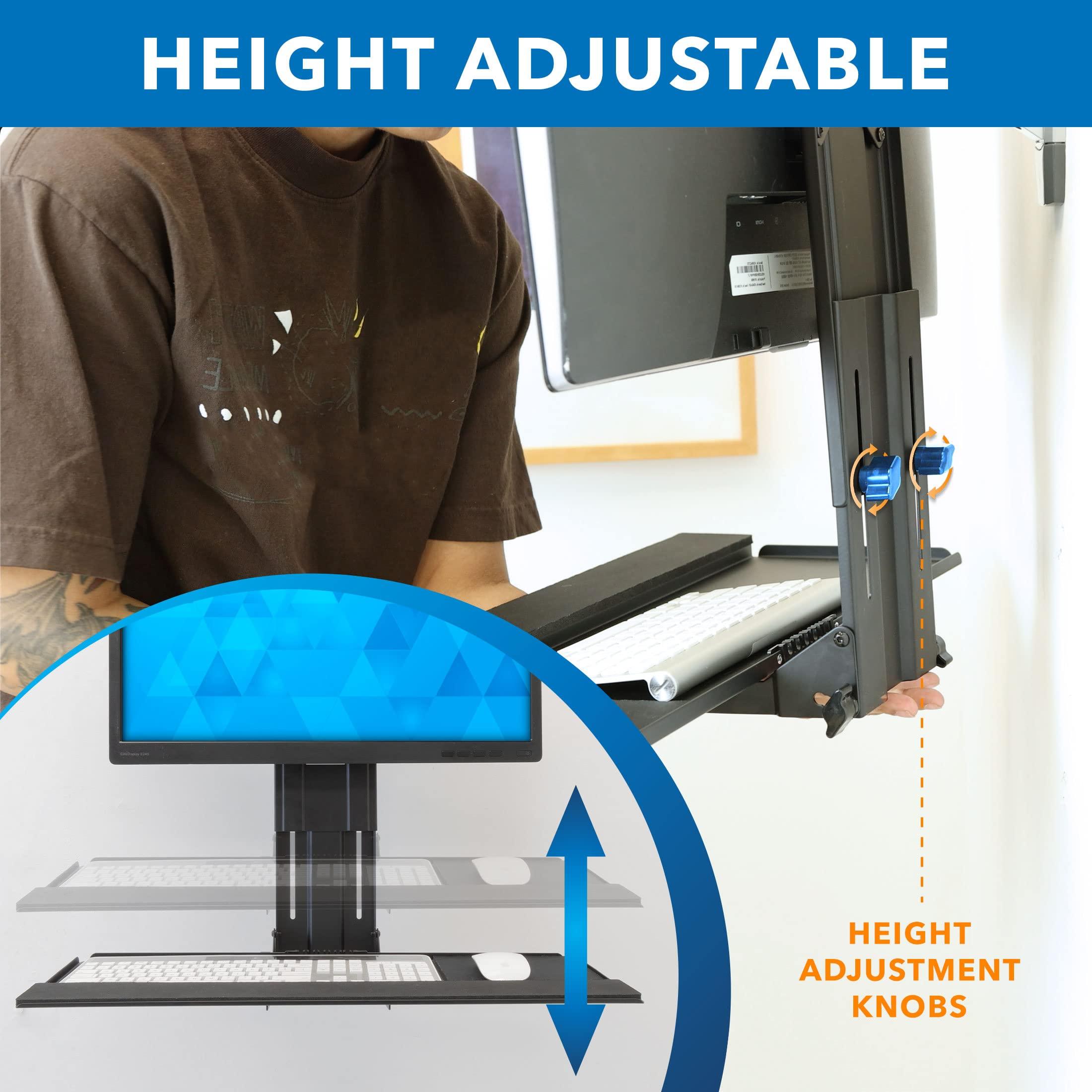 Mount-It! Monitor and Keyboard Wall Mount, Height Adjustable Standing VESA Keyboard Tray, 25 Inch Wide Platform with Mouse Pad (MI-7915) - Image 7