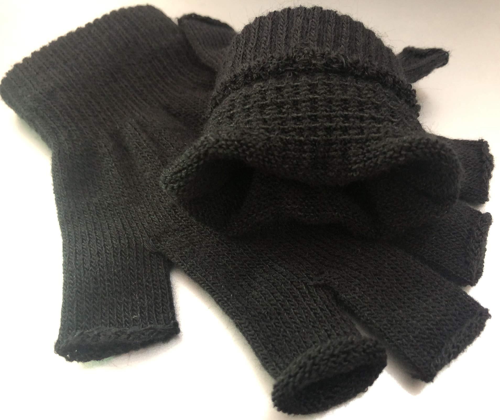 2 Pair Half Finger Gloves Winter Knit Touchscreen Warm Stretchy Mittens Fingerless Gloves in Common Size for Men and Women,black - Image 9