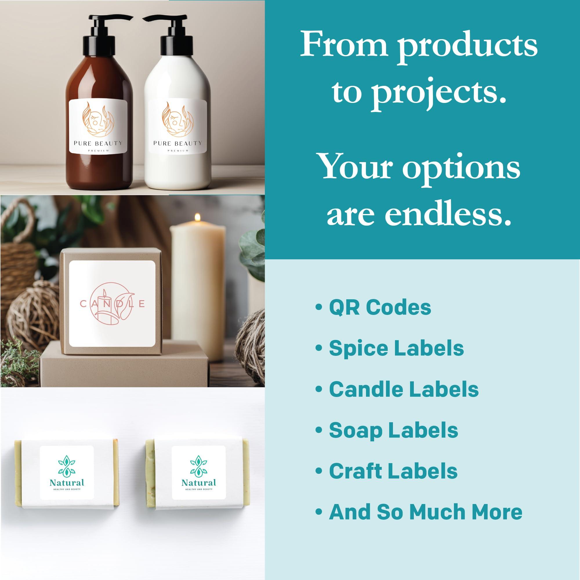 Premium Label Supply White Sticker Square Labels – 2" x 2" – Laser/Inkjet Compatible – (20 per Sheet), 25 Sheets – 500 Total Adhesive Labels - Image 2