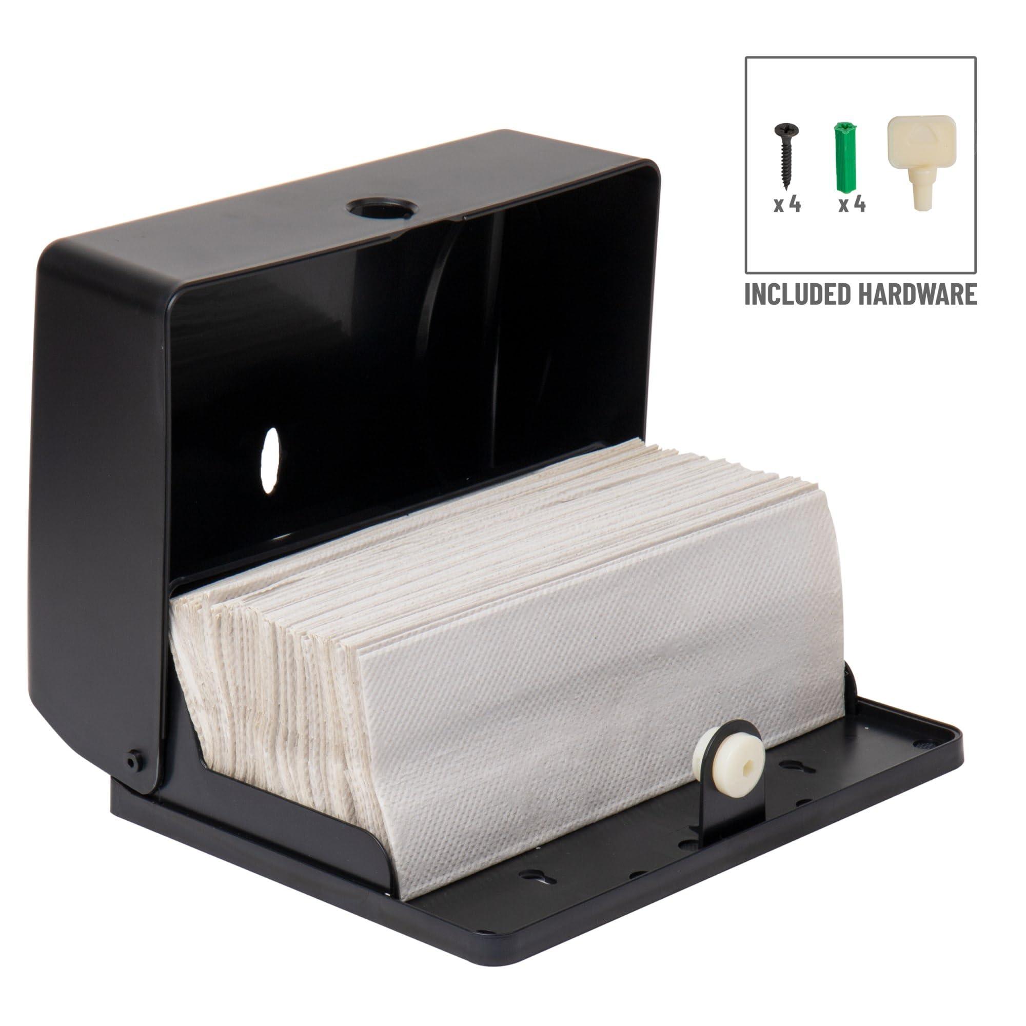 Mind Reader Paper Towel Dispenser, Tri-Fold Towel Holder, Restroom, Wall Mount, Bathroom, 10.25"L x 3.75"W x 8"H, Black - Image 4