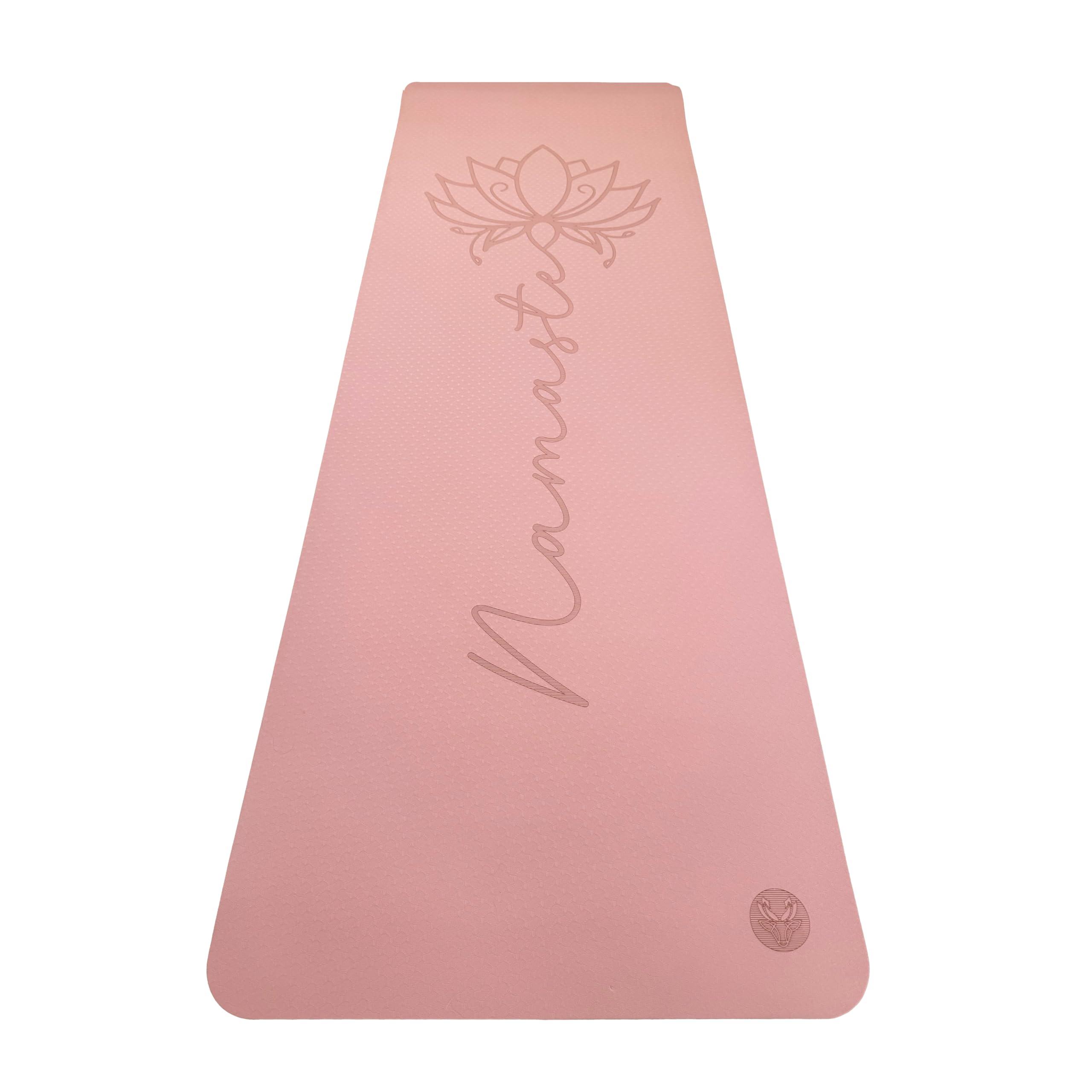 Lotus et Moi Non Slip Yoga Mat 6mm Thick, TPE Yoga Mat with a Carrying Strap, Home Workout, Light Weight Travel Pilates Mat Women, Fitness Gym Mat, Namaste - Image 7