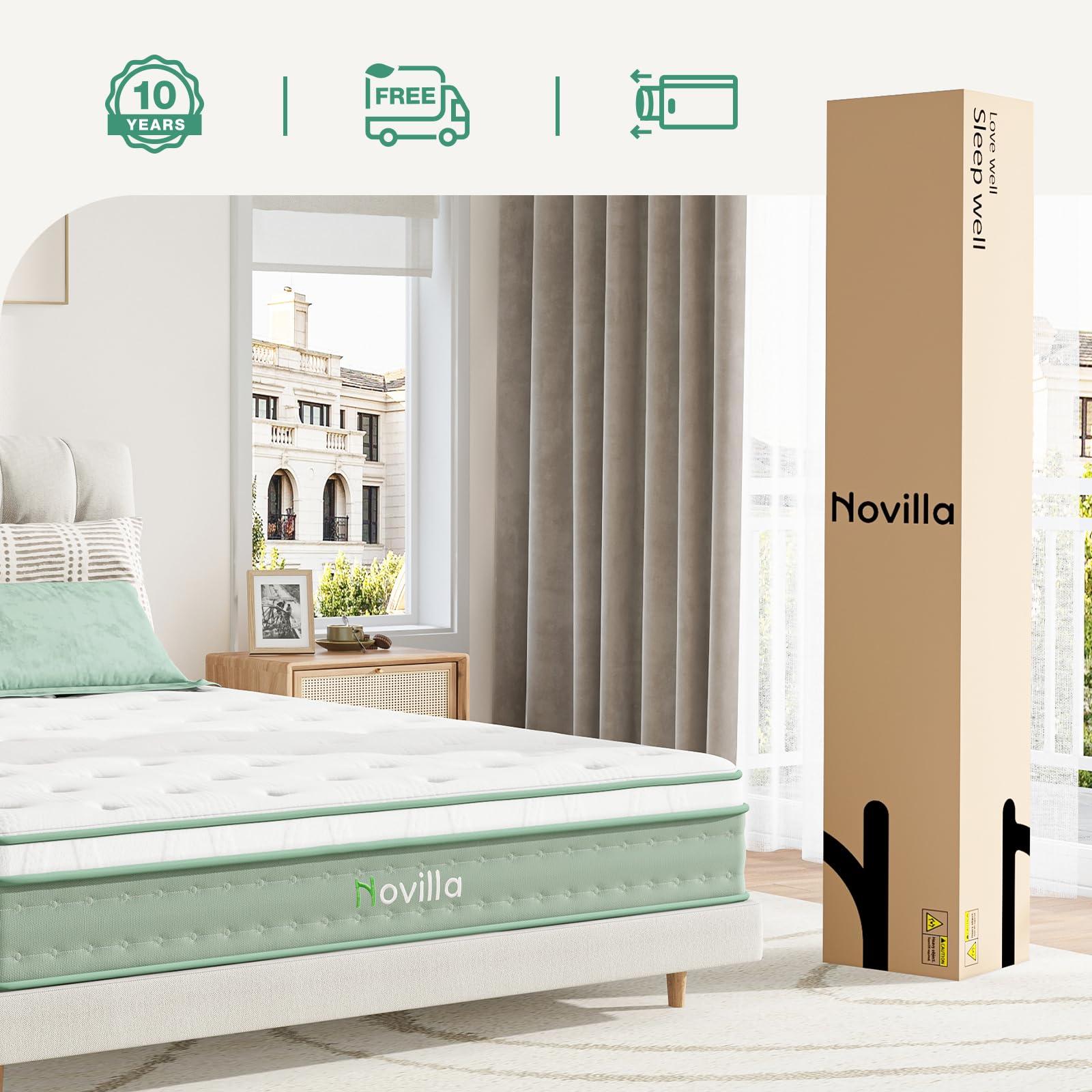 Novilla Twin Mattress, 10 Inch Hybrid Mattress in a Box, Gel Inflation Memory Foam with Pocket Coils Innerspring for a Cozy Night, Pillow Top Twin Size Mattresses, Medium Firm & Fit The Body's Curves - Image 7