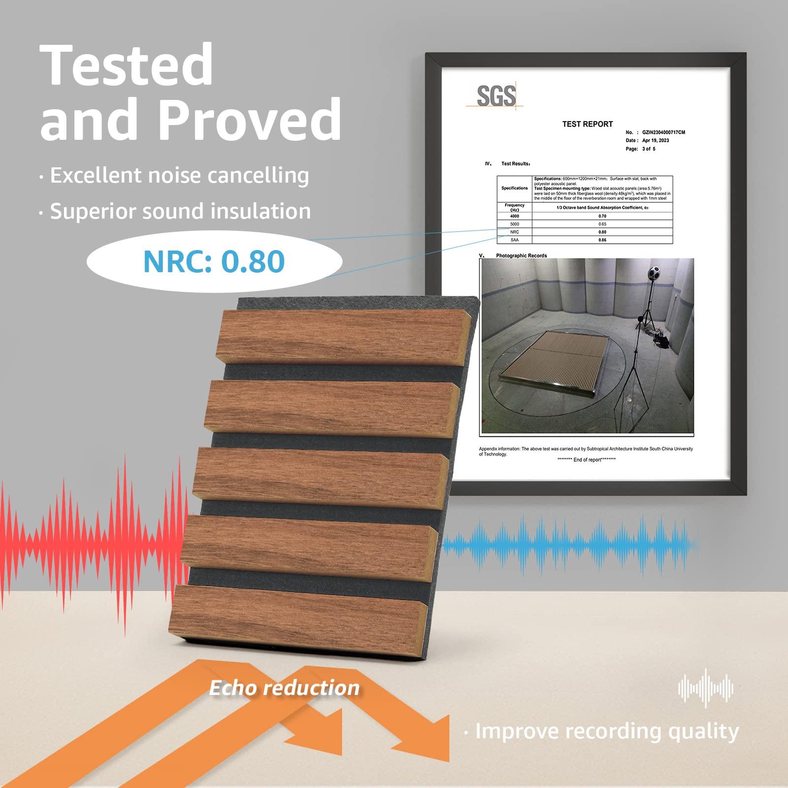Art3d 2 Wood Slat Acoustic Panels for Wall and Ceiling - 3D Fluted Sound Absorbing Panel with Wood Finish - Walnut - Image 2