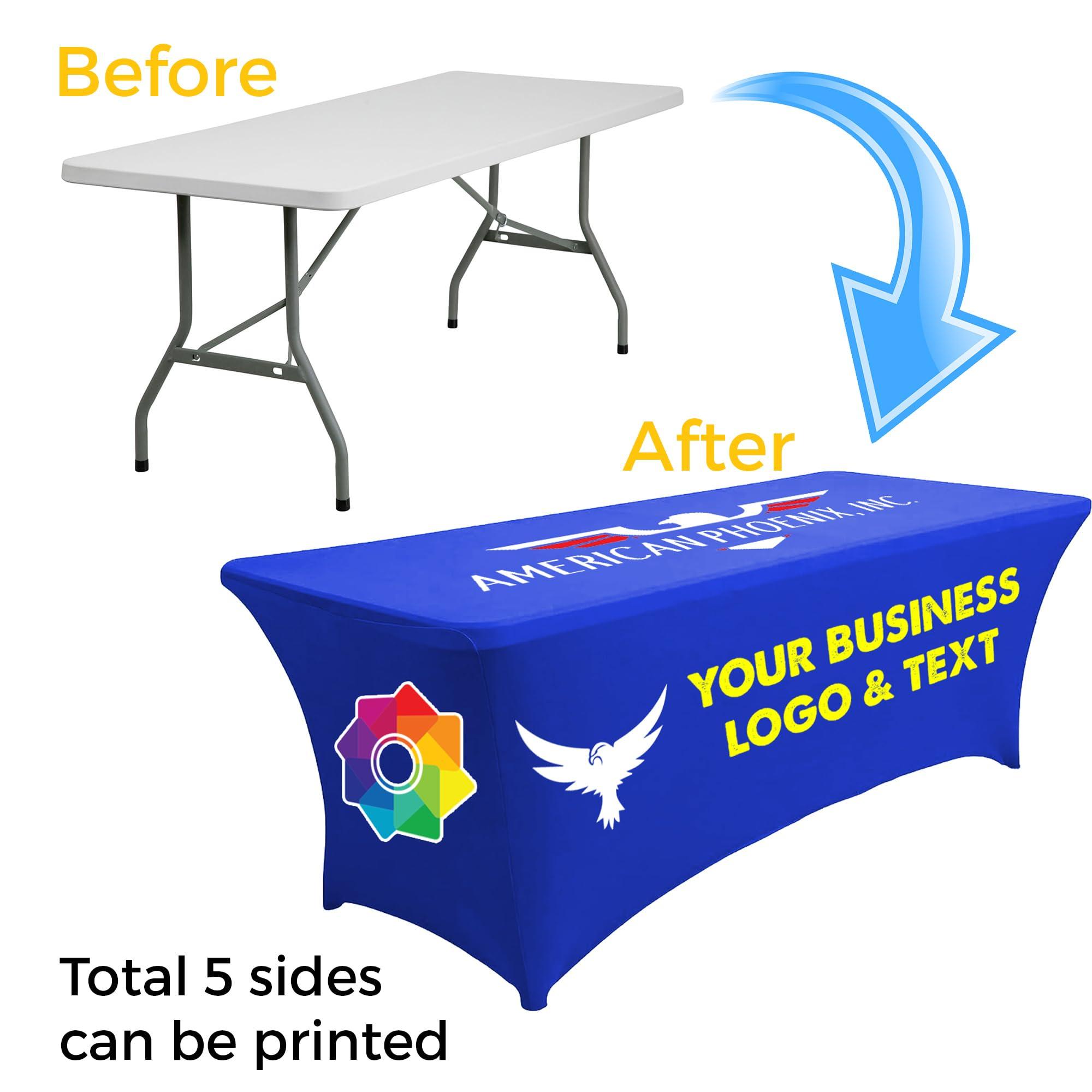 UV CENTER Custom Logo Stretch Spandex Table Cloth with Your Multiple Sizes 4FT 6 FT and 8 FT, Tablecloth Economy (6FT) - Image 2