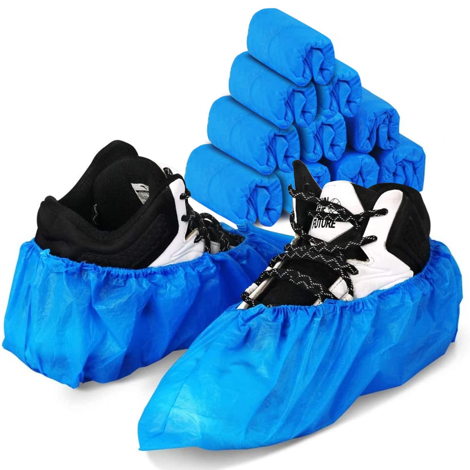 Green Convenience 100 Pack 50 Pairs Disposable Shoe Covers Boot Cover Waterproof, Dust proof, The Size Fit Most, Non-slip, Blue, Protect Your Shoes, Floor, Carpet