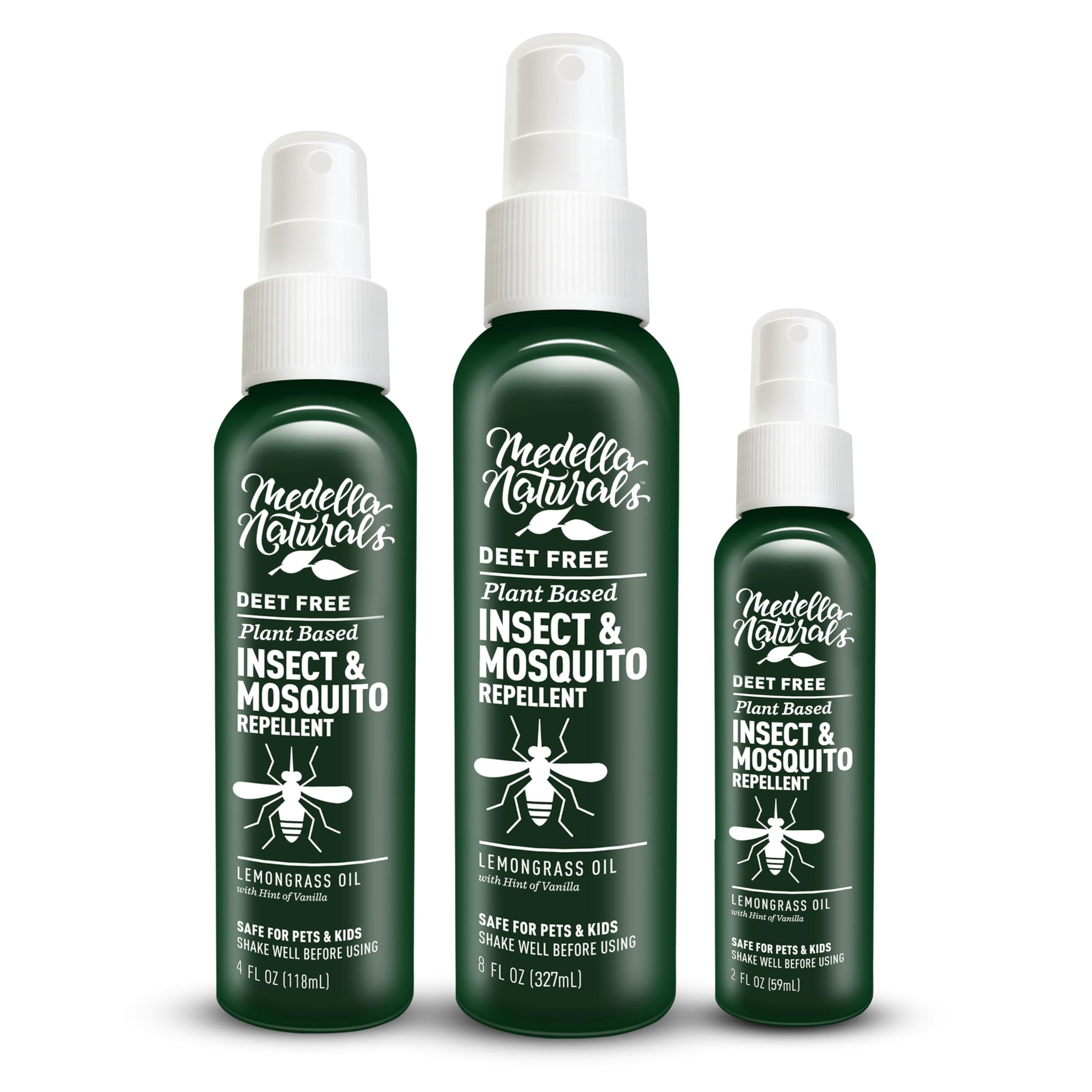 Deet-free Insect & Mosquito Repellent Travel Pack (2, 4, 8oz) – Nice Smelling Insect Repellent with Lemongrass Oil Safe for Pets and Kids – Bug Spray for Mosquitoes, Gnats, Black Flies, and No-see-ums