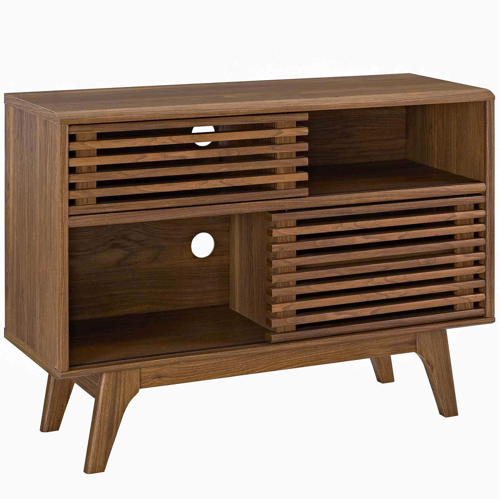 Modway Render Mid-Century Modern Two-Tier Display Stand in Walnut - Image 4