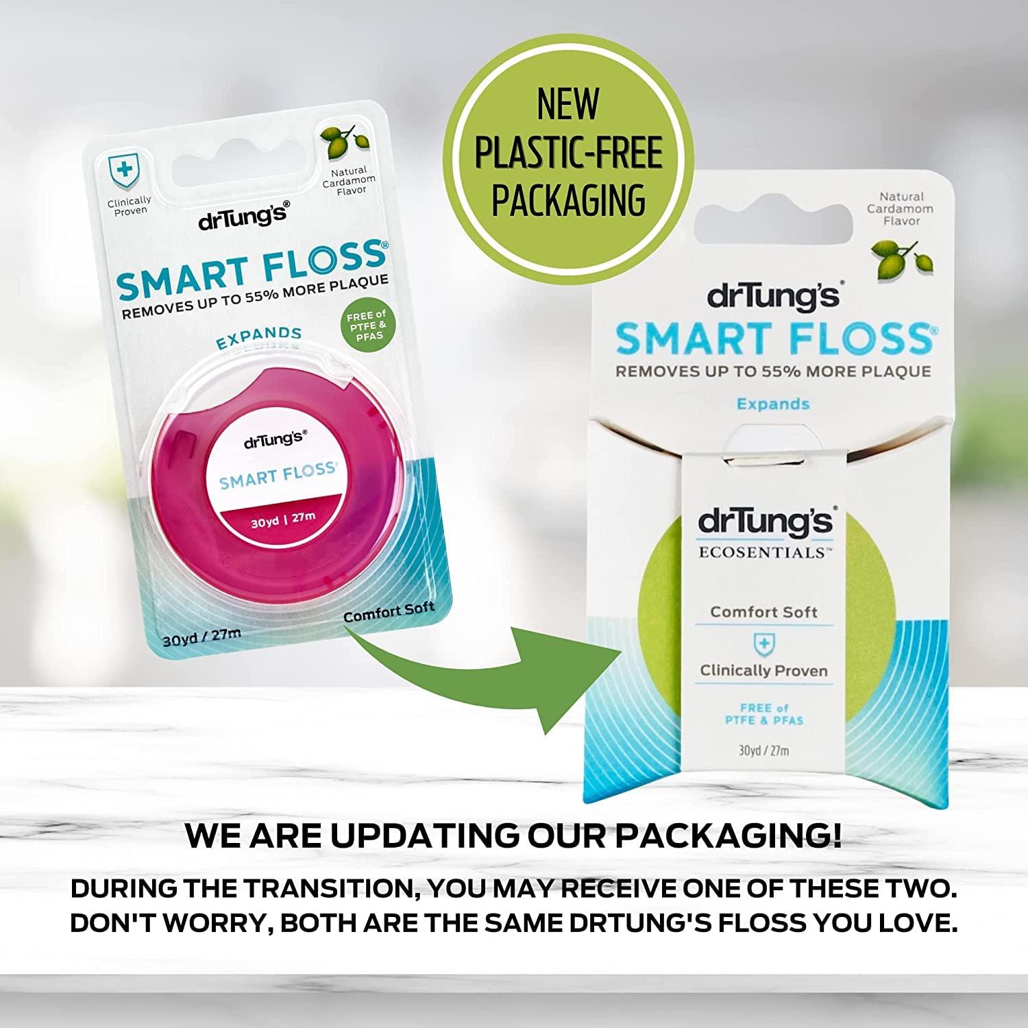 DrTung's Smart Floss - Natural Floss, PTFE & PFAS Free Floss, Gentle on Gums, Expands & Stretches, BPA Free - Natural Dental Floss Cardamom Flavor (Pack of 30) - Image 2