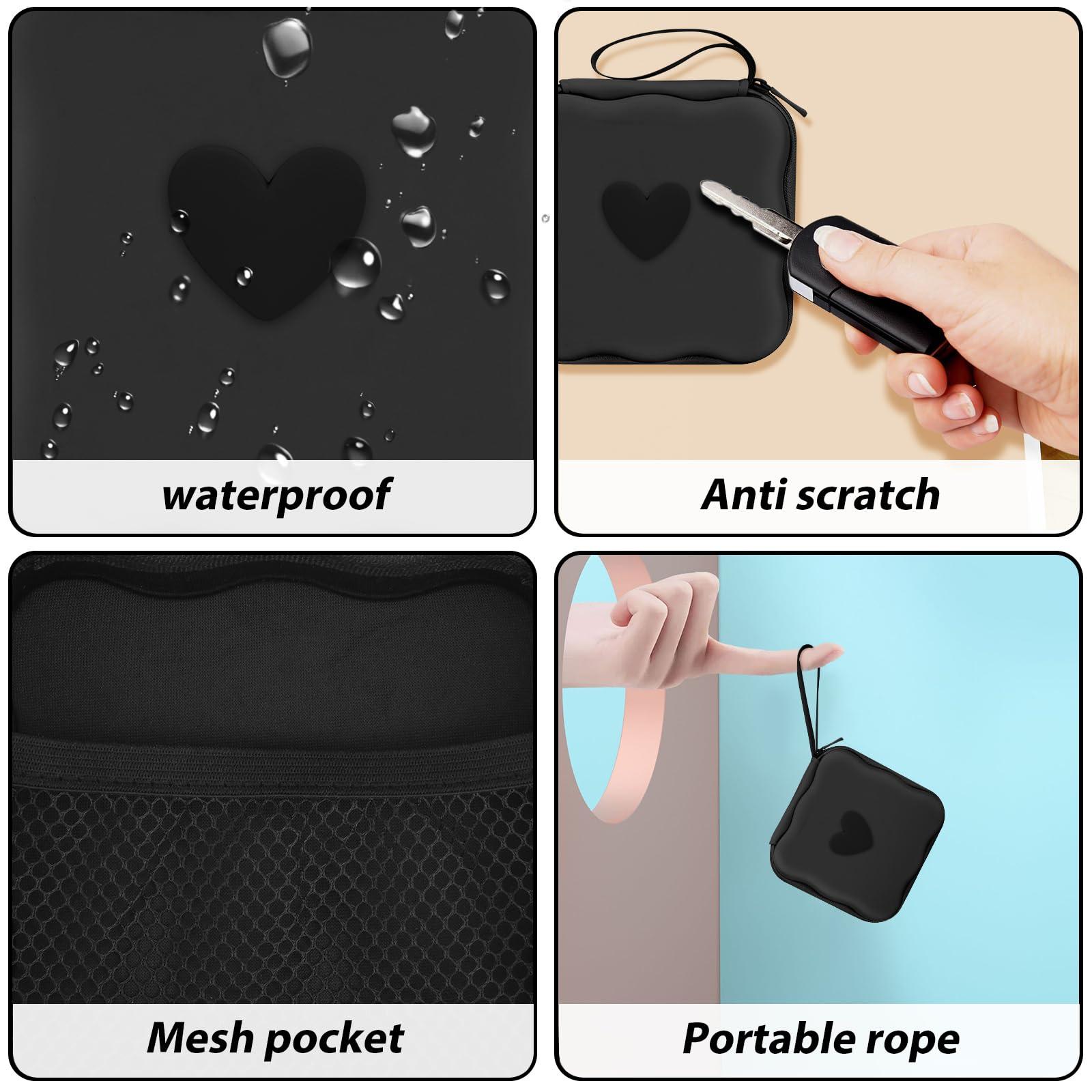 CameCosy DIY Phone Charger Case Storage Sets Cable Protector Earphone Wire Saver with Wave Travel Storage Bag, Cute Cable Charger Protector Cord Organizer for iPhone (Black Love Heart) - Image 6