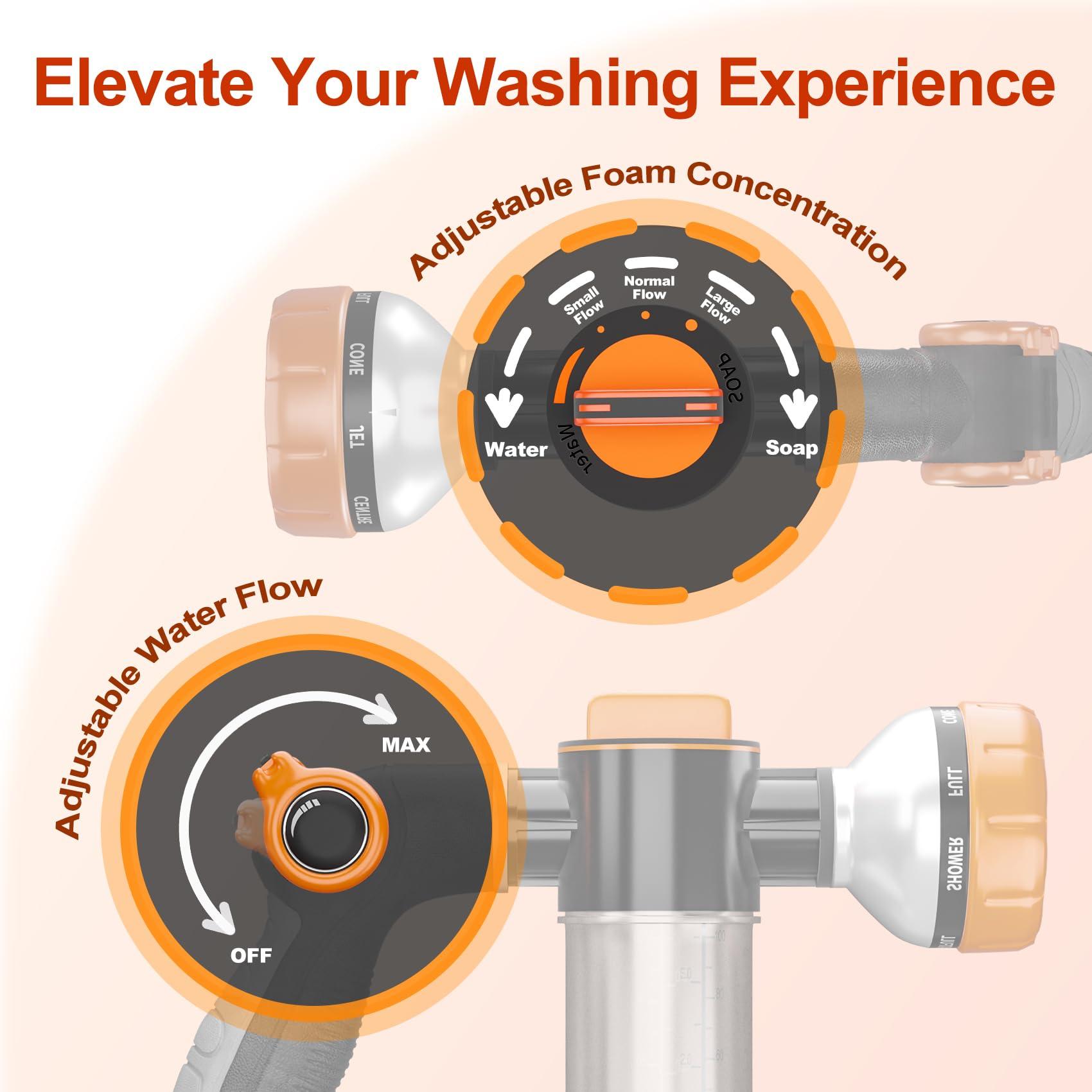 Upgraded Dog Wash Hose Attachment, Dog Shower Attachment,8-in-1 Mode Dog Shampoo Sprayer with 3.5oz 100cc Soap Dispenser, for Pet Washing Irrigated Lawn Patio Car Cleaning - Image 3
