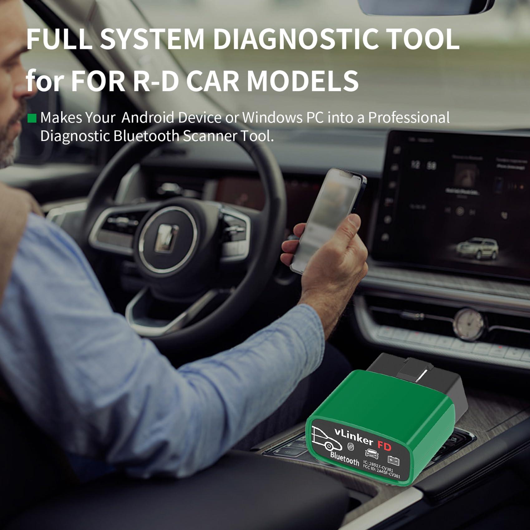 V-gate vLinker FD Bluetooth OBD2 Scanner Diagnostic Tool, Car Code Readers & Scan Tools for Android & Windows (Not iOS), Wireless OBD2 Adapter Auto All System Diagnostic to Check Engine Light - Image 2