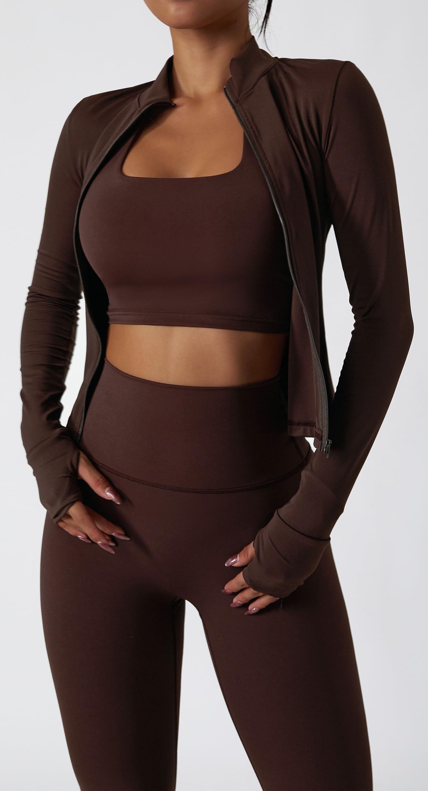 Yknktstc Womens Two Piece Tracksuit Set Long Sleeve Zipper Jacket with Athletic High Waist Leggings Workout Outfit - Image 3