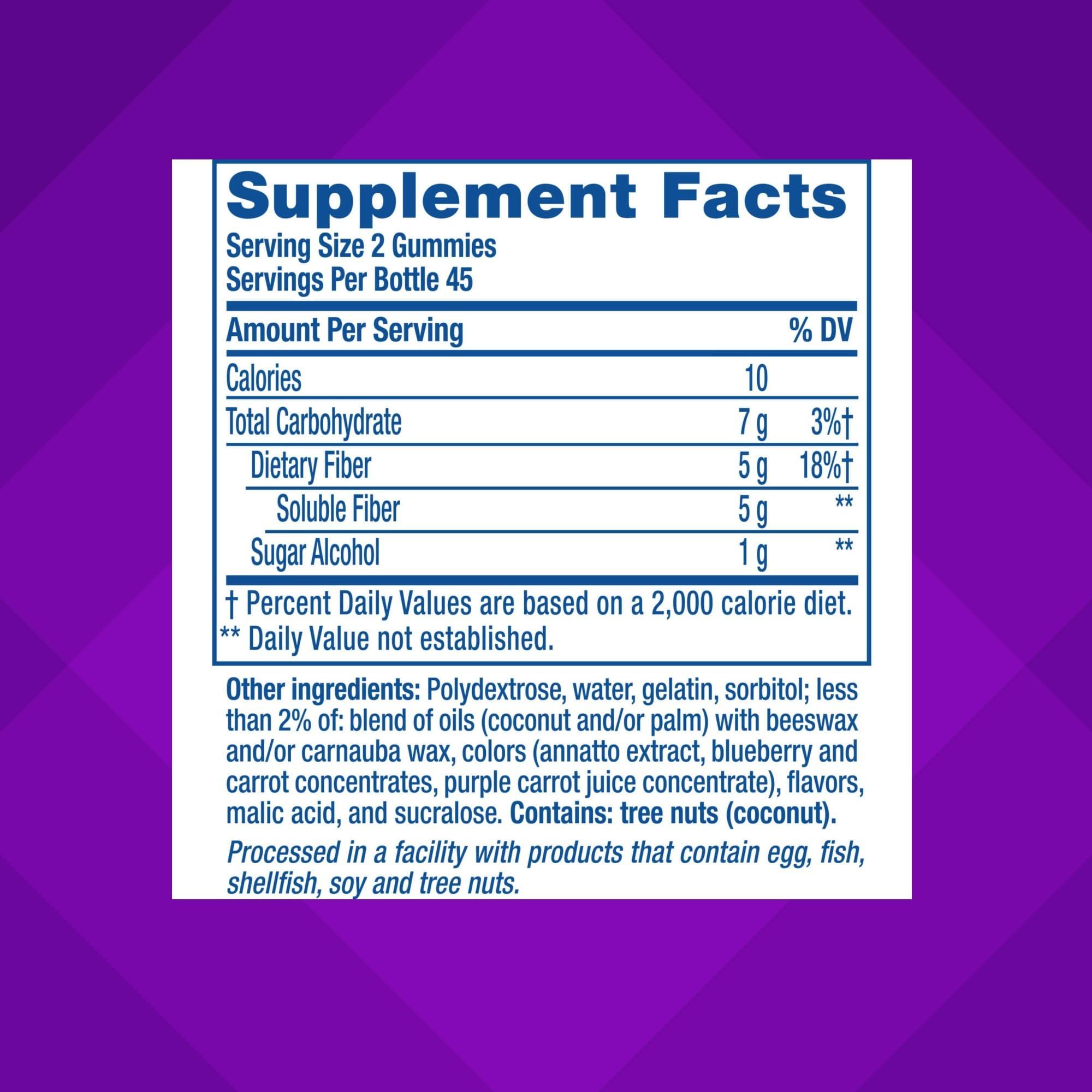 Vitafusion Fiber Well Gummies, Sugar Free Fiber Supplement, Gummies for Adults, Strawberry & Blackberry Flavors, 90 Count - Image 4