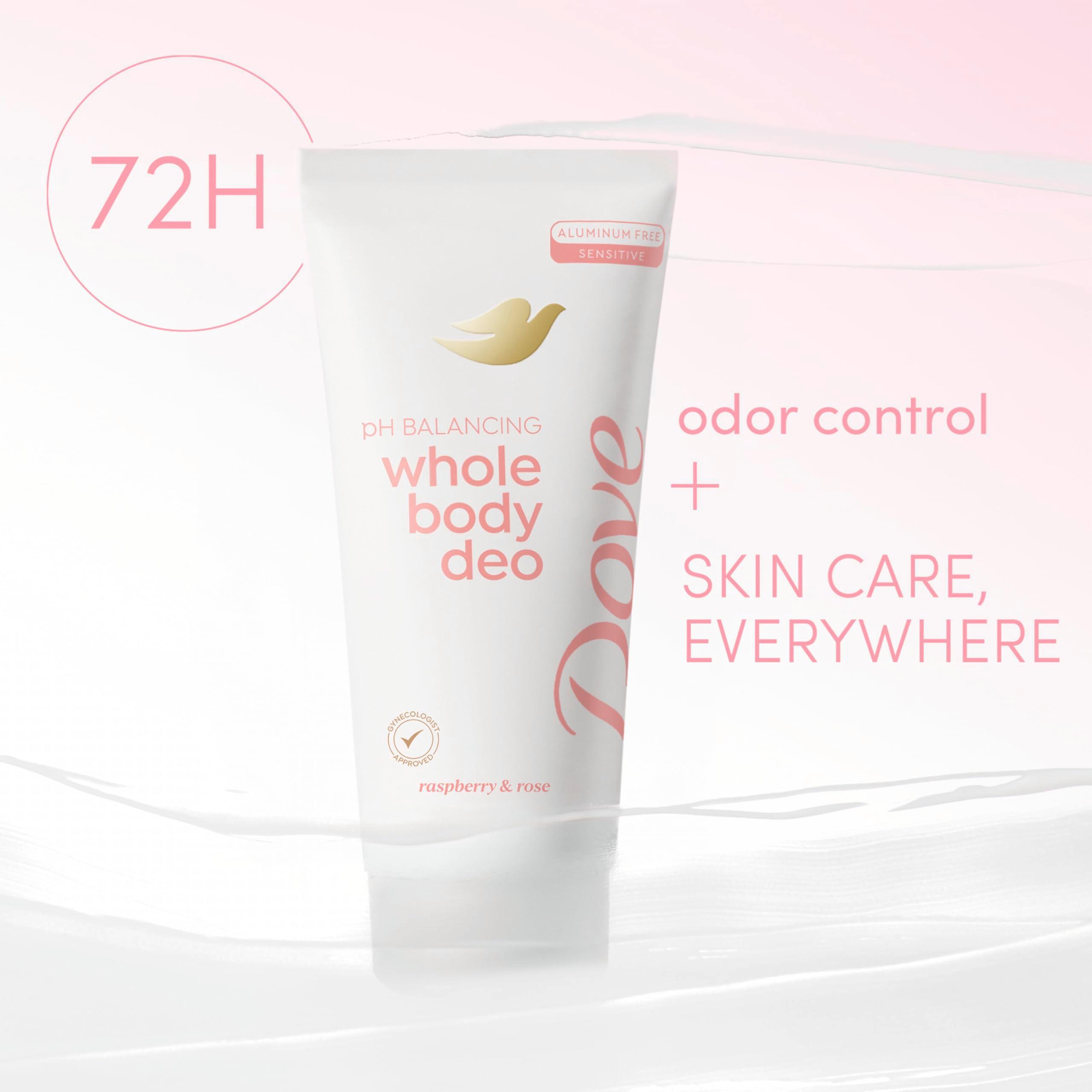 Dove Whole Body Deodorant Aluminum Free pH Balancing Cream Raspberry & Rose for 72h Odor Control 2.5 Oz - Image 3