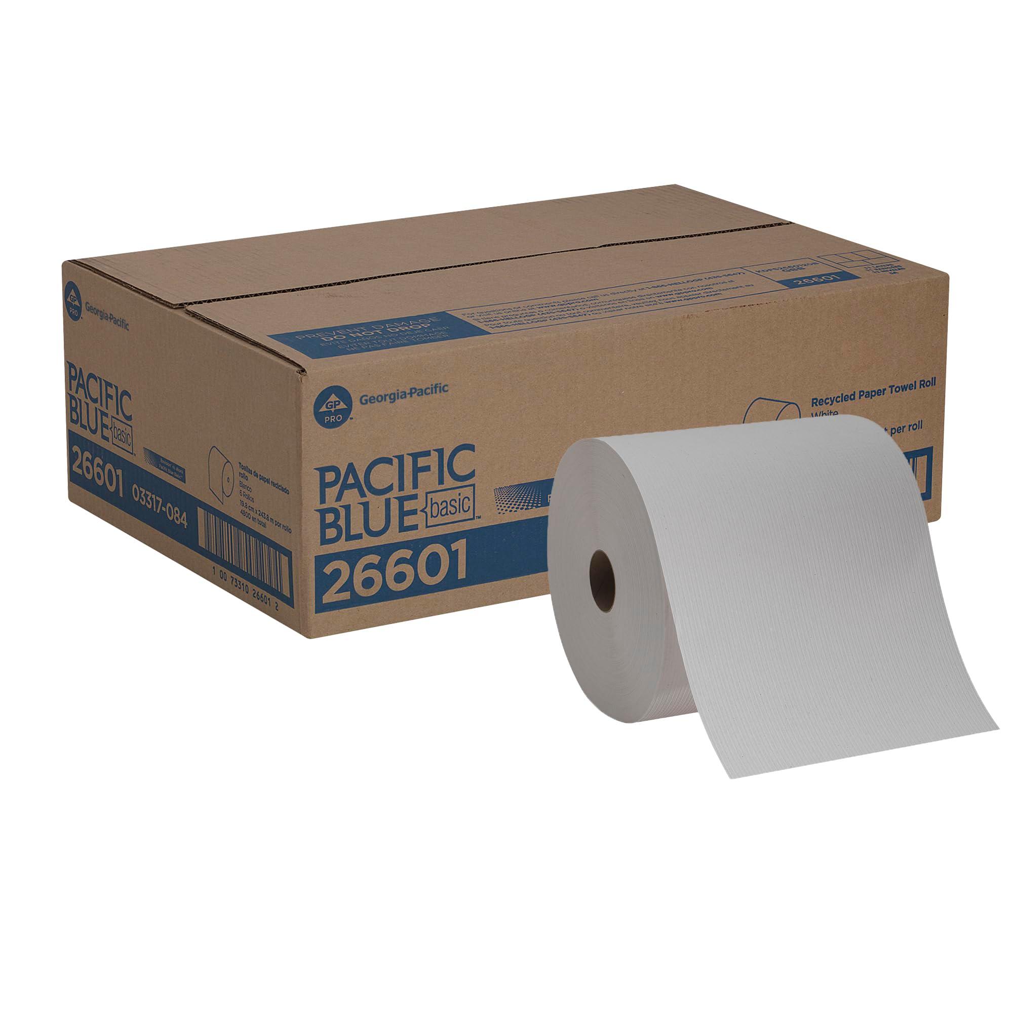 Georgia-Pacific Blue Basic Recycled Paper Towel Rolls (Previously Branded Envision) by PRO , White, 26601, 800 Feet Per Roll, 6 Rolls Per Case - Image 2