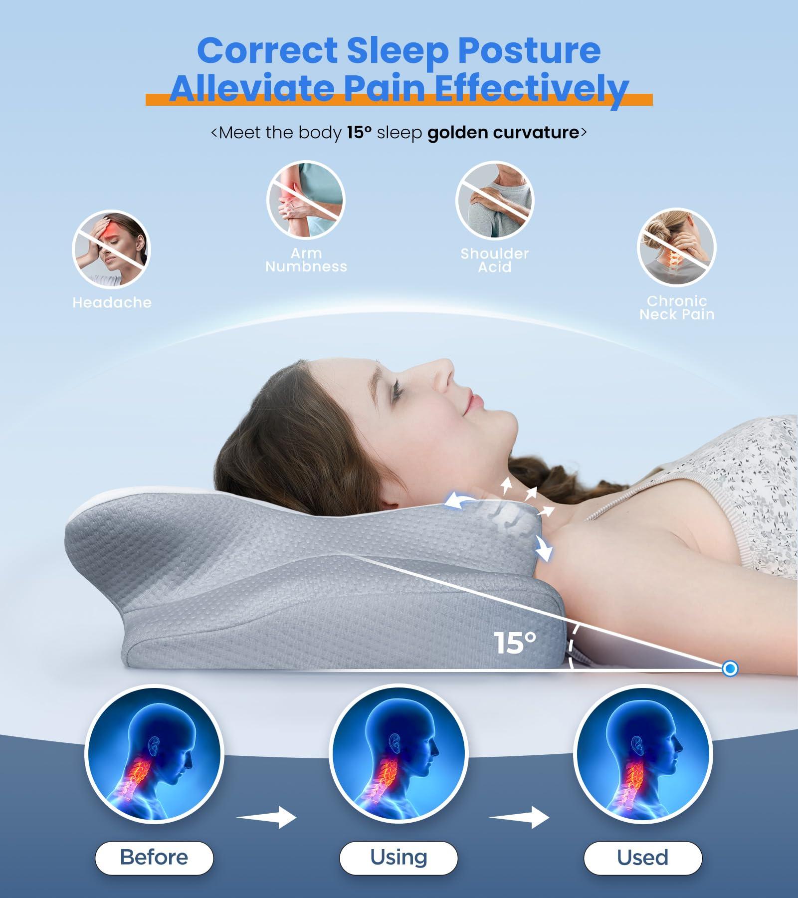 Ultra Pain Relief Cooling Pillow for Neck Support, Adjustable Cervical Pillow Cozy Sleeping, Odorless Ergonomic Contour Memory Foam Pillows, Orthopedic Bed Pillow for Side Back Stomach Sleeper - Image 3