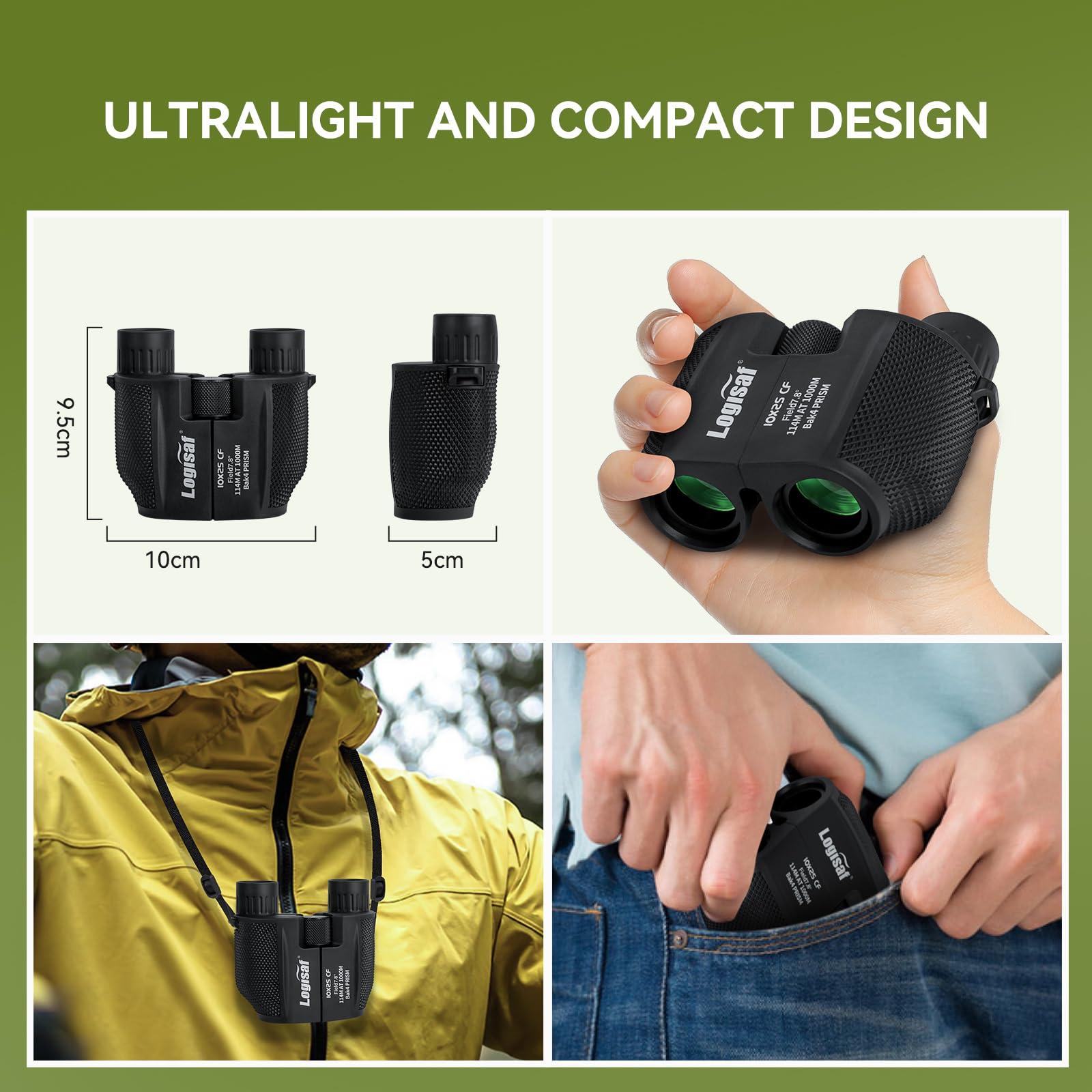 Logisaf Binoculars for Adults and Kids, 10x25 Small Compact Binoculars with Low Light Vision, Easy Focus Hunting for Bird Watching, Waterproof, Hiking Essentials & Travel Companion - Image 6