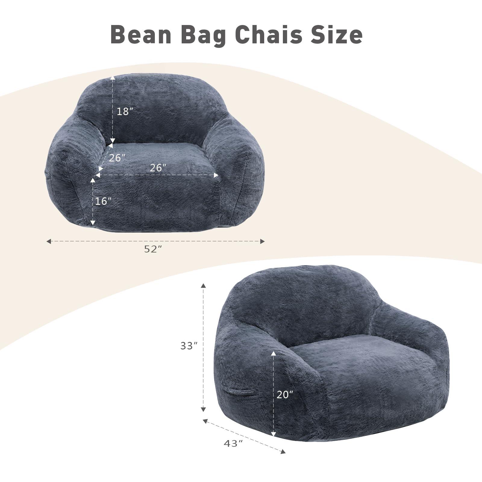 GOHOROS Giant Bean Bag Chair, Bean Bag Chairs for Adults with Armrests, Gaming Chair Stuffed Memory Foam | Storage | Non-Slip, Removable Bean Bag Sofa Comfy Chair for Bedroom, Livingroom (Grey) - Image 2