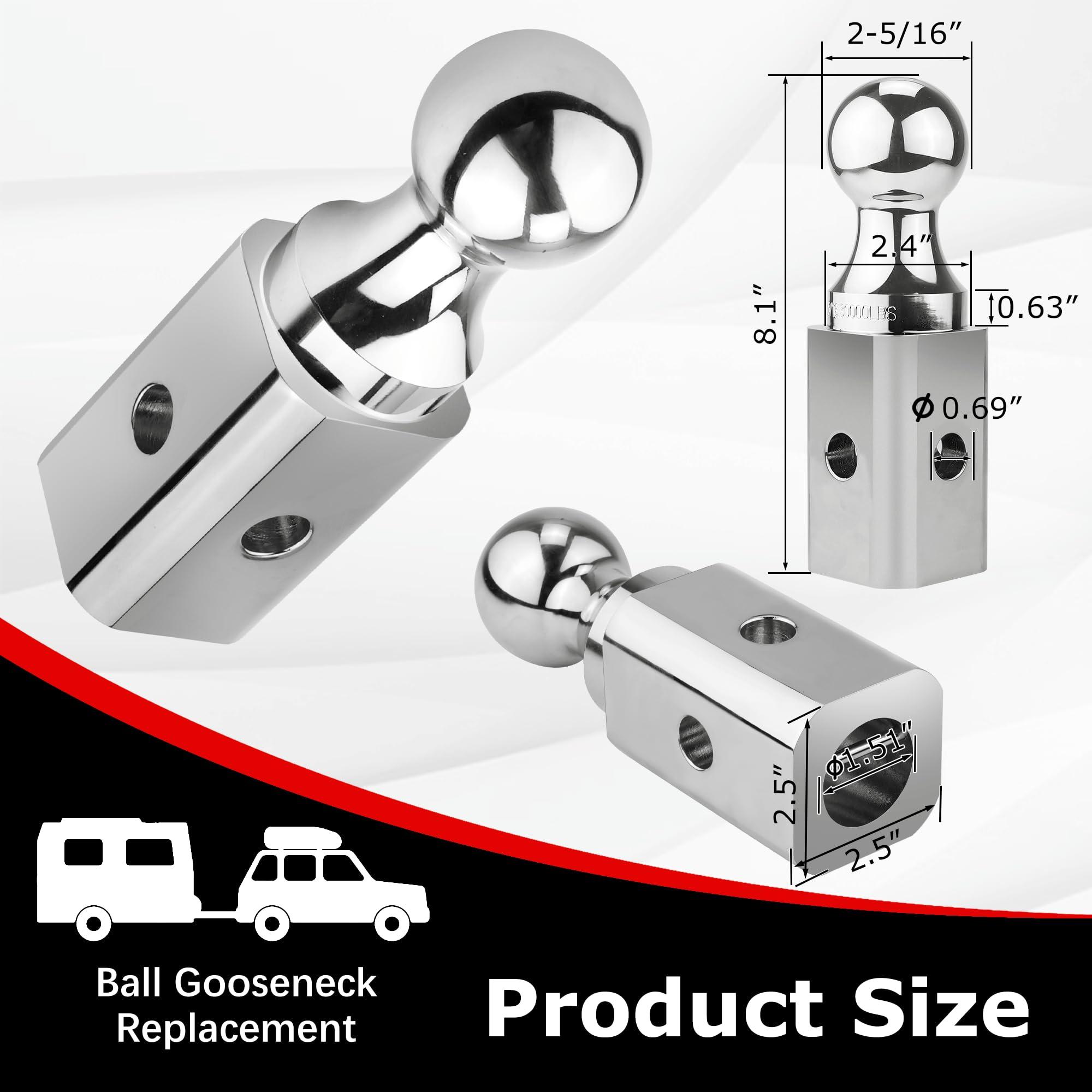 Gooseneck Ball Hitch GNXA2000 2-5/16" Replacement Compatible with B-W Trailer Hitches Part Number GNXA2000 Gooseneck Tow Hitch Ball,Trailer Hitches GNXA2000-30,100lbs Load Capacity Fetechmate - Image 5