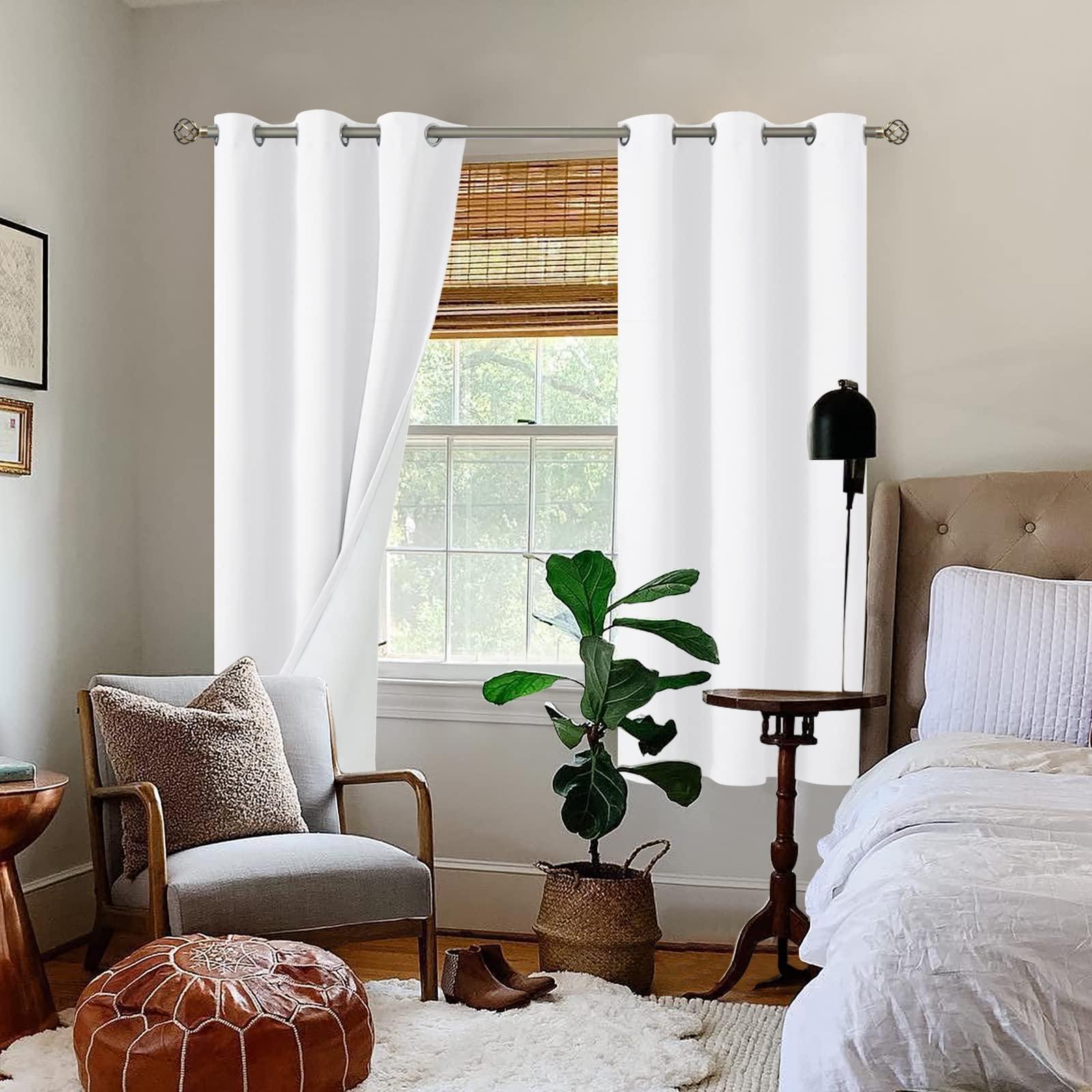 BGment White Blackout Curtains for Bedroom 63 Inch Length 2 Panels Set, Thermal Insulated Bedroom Curtains Soundproof Room Darkening Window Curtain Drapes, Each Grommet Curtains 42 Inch Wide - Image 2