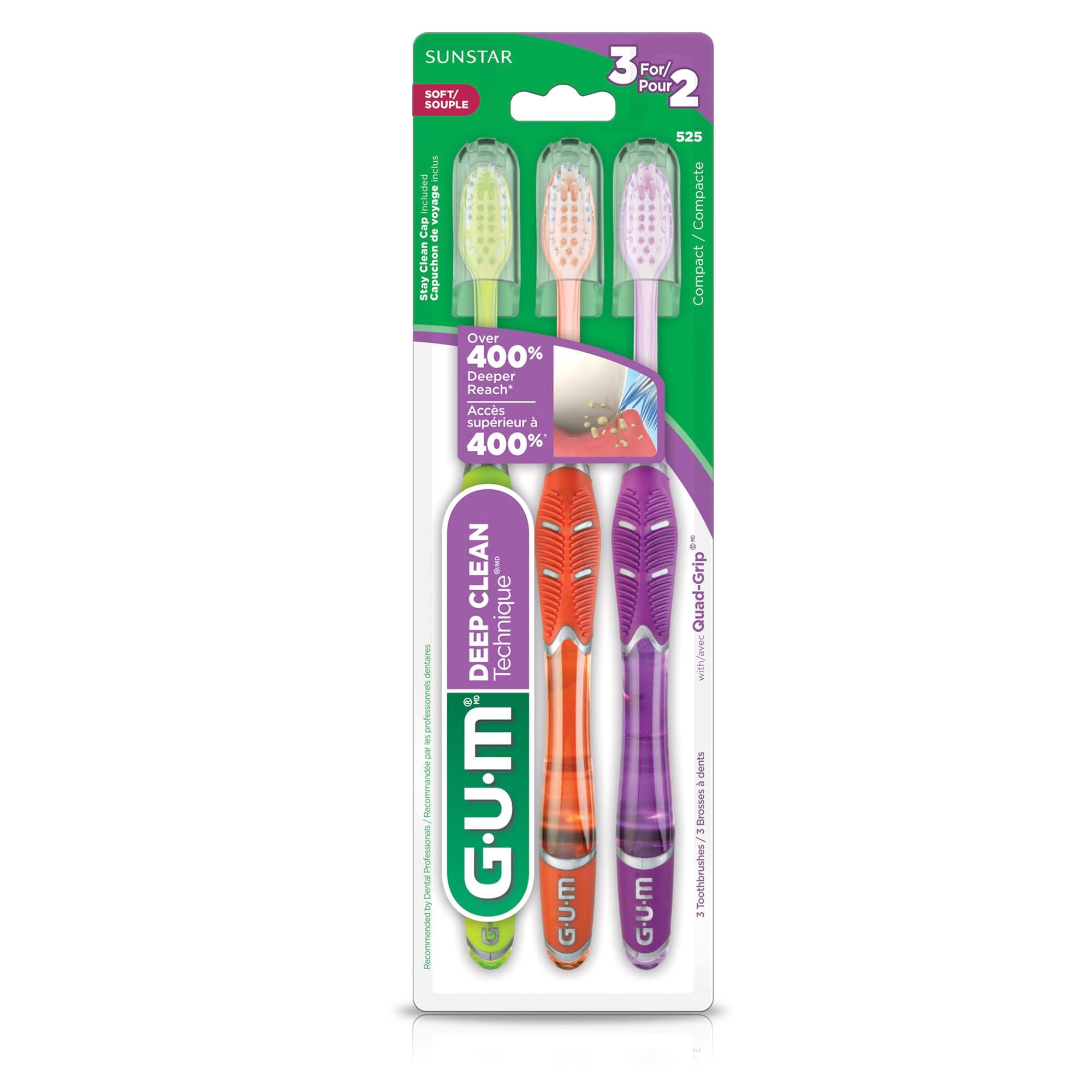 GUM Technique Deep Clean Toothbrush - Compact Head - Soft Toothbrushes for Adults with Sensitive Soft Bristles, 3ct - Image 10