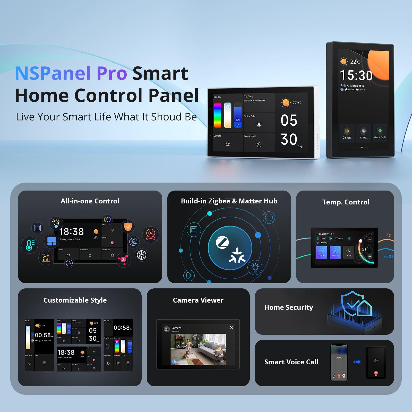 SONOFF NSPanel Pro 120 Smart Home Control Panel, Integrate Zigbee Gateway with Home Security, 4.7-inch large display with Monitoring energy use, Viewing cameras, Thermostat, Browsing the web(Black) - Image 2