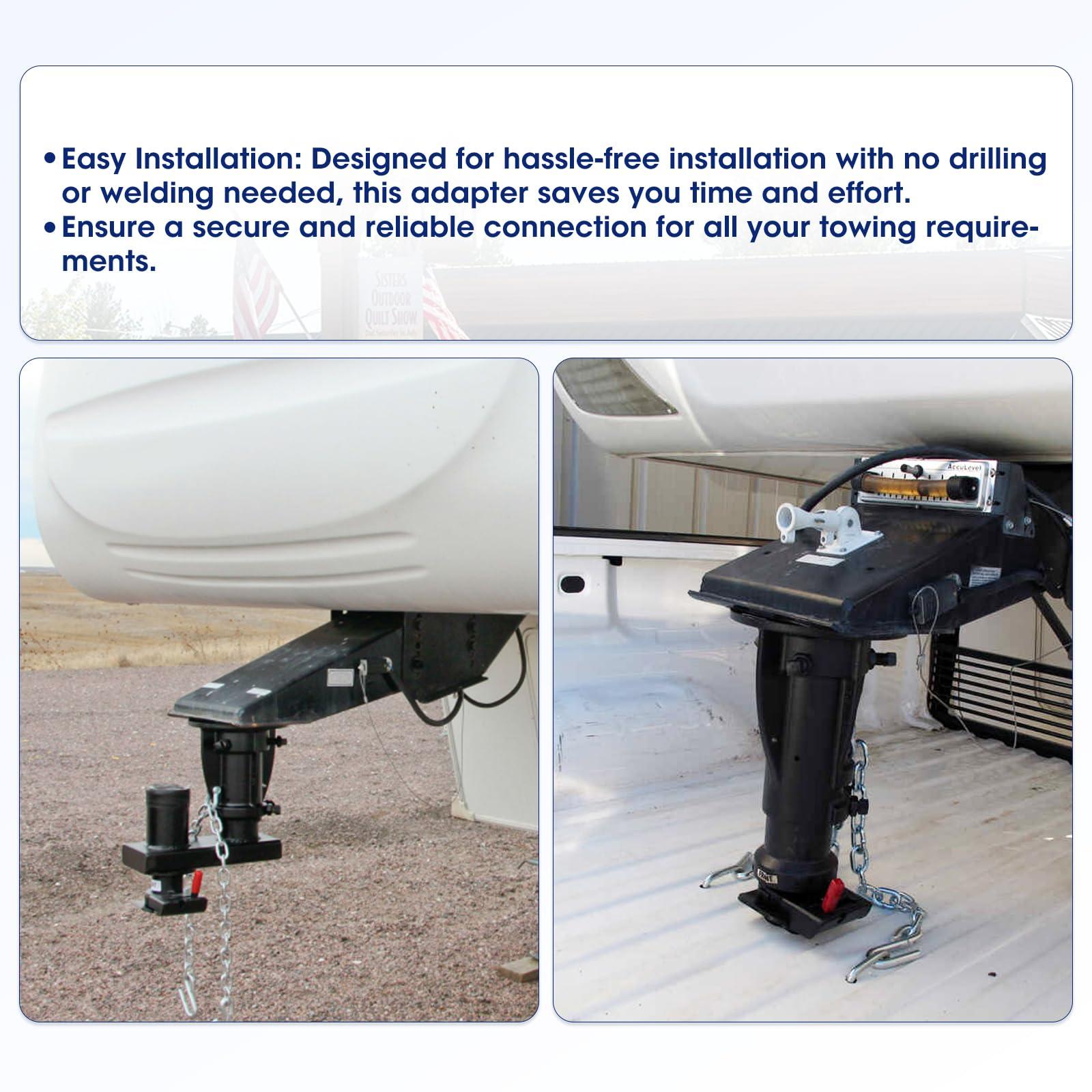 C5G1216 12"-16" Adjustable Cushioned 5th Wheel to Gooseneck Adapter Compatible with 2-5/16" Gooseneck Hitch Balls, Towing Capacity 20000 Lbs, OE C5G1216 - Image 6
